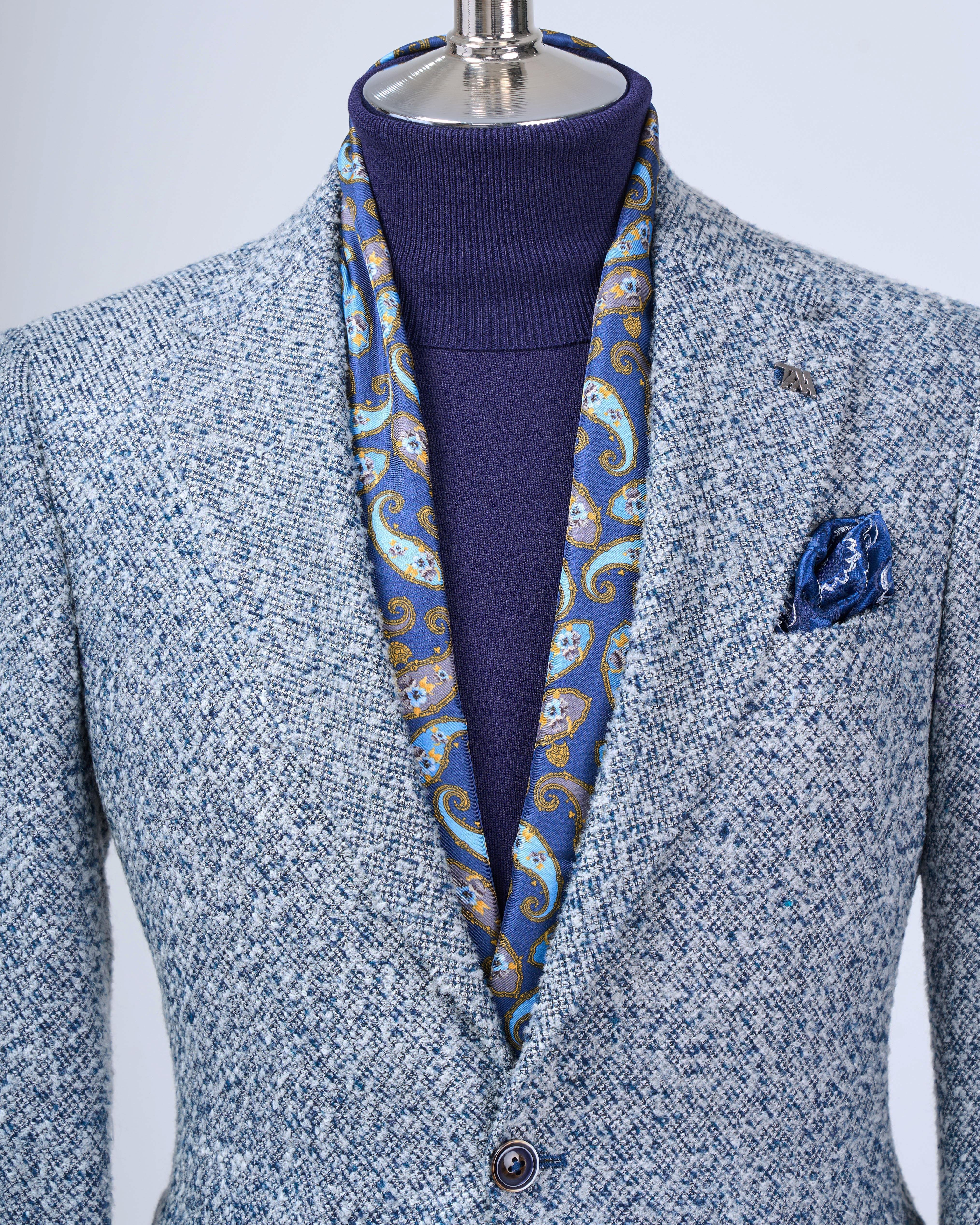 İtalyan stil slim fit mono yaka erkek tek ceket lacivert T13539