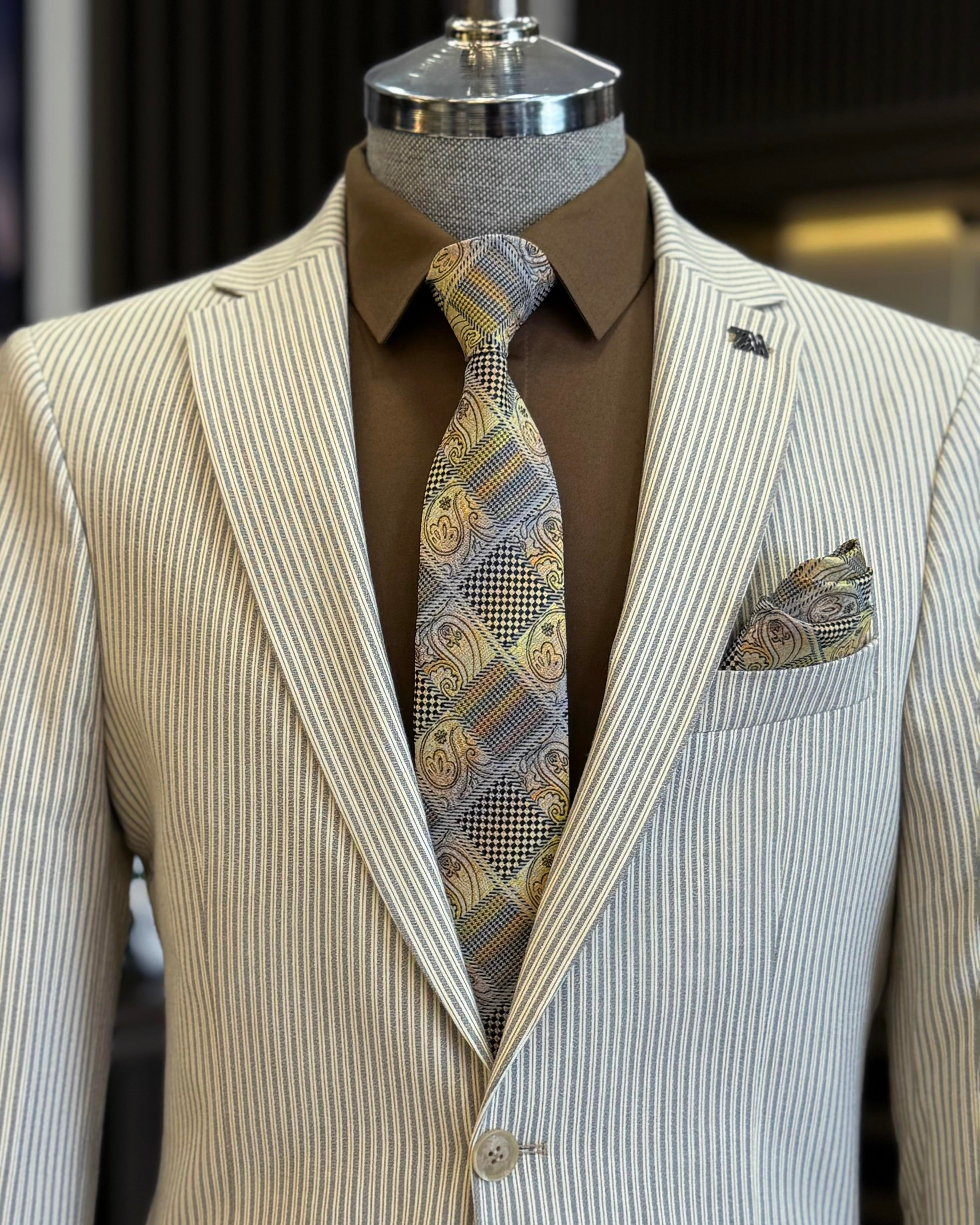 İtalyan stil slim fit mono yaka erkek ceket camel T11974