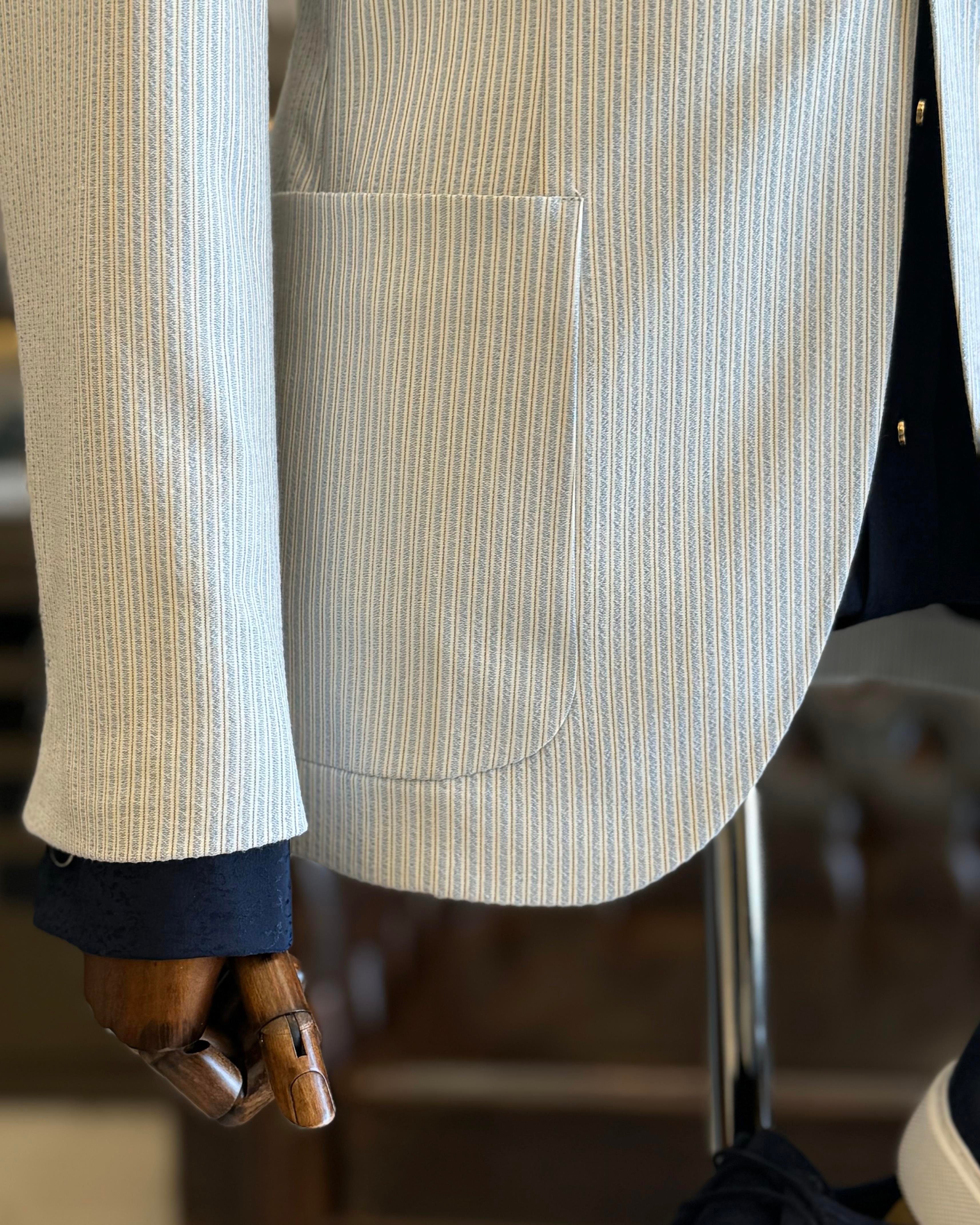 İtalyan stil slim fit mono yaka erkek ceket mavi T11973