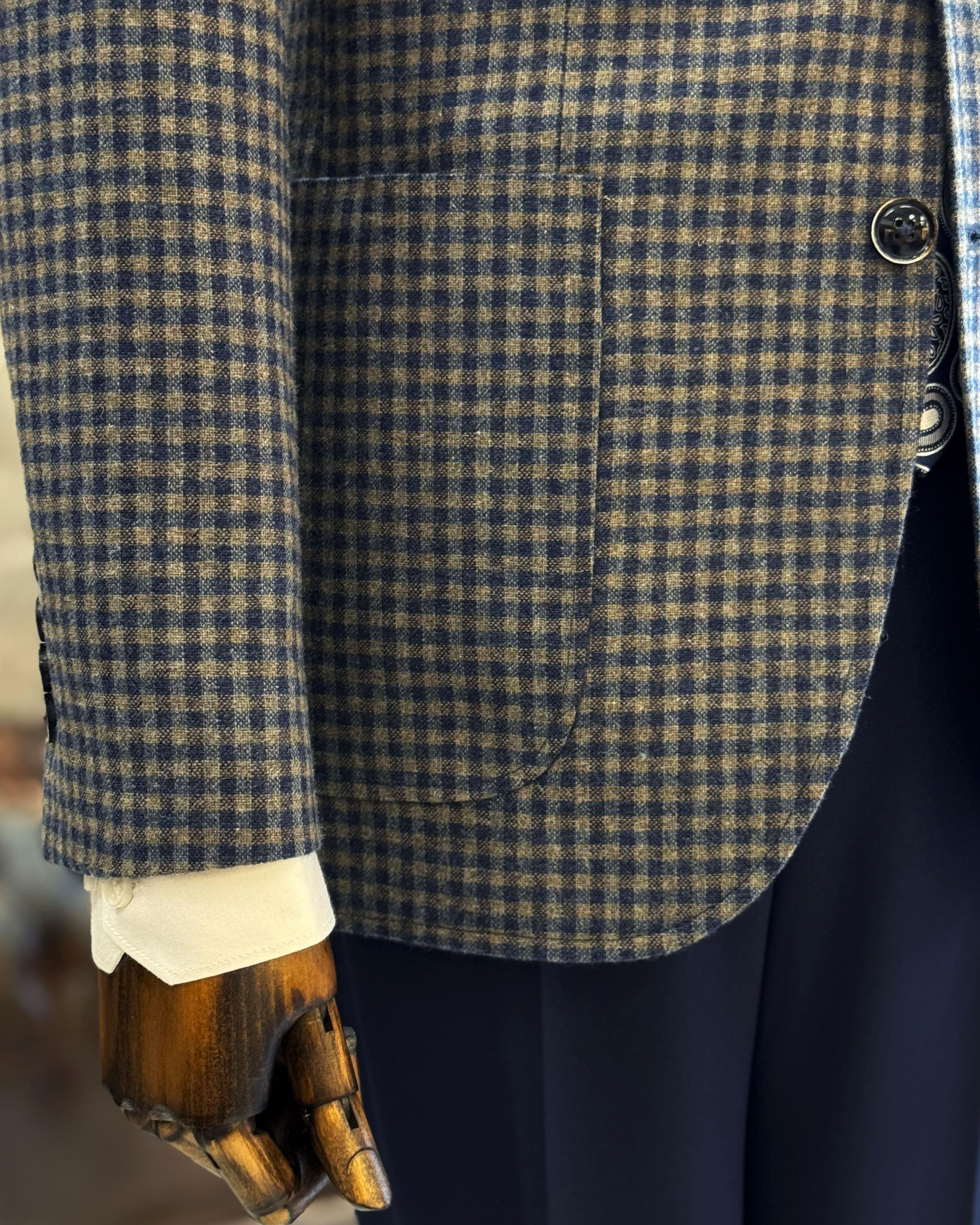 İtalyan stil slim fit mono yaka erkek ceket lacivert T10748
