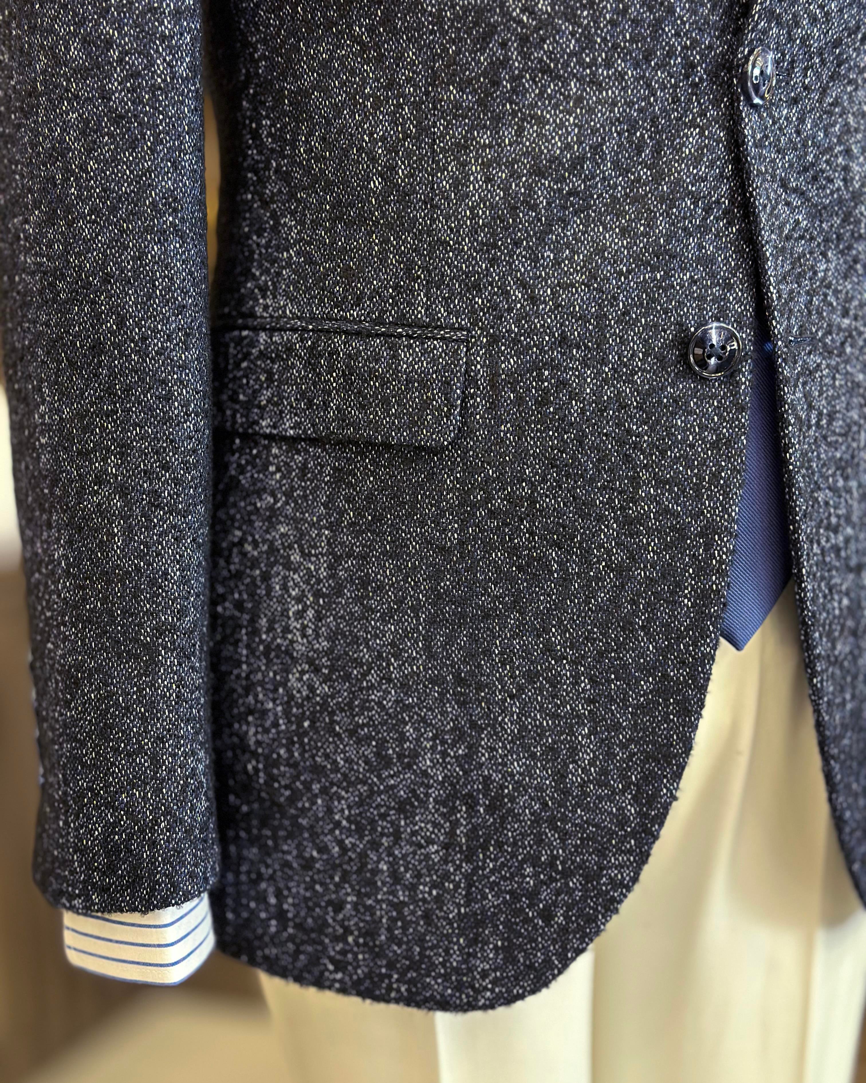 İtalyan stil slim fit mono yaka erkek ceket lacivert T10891