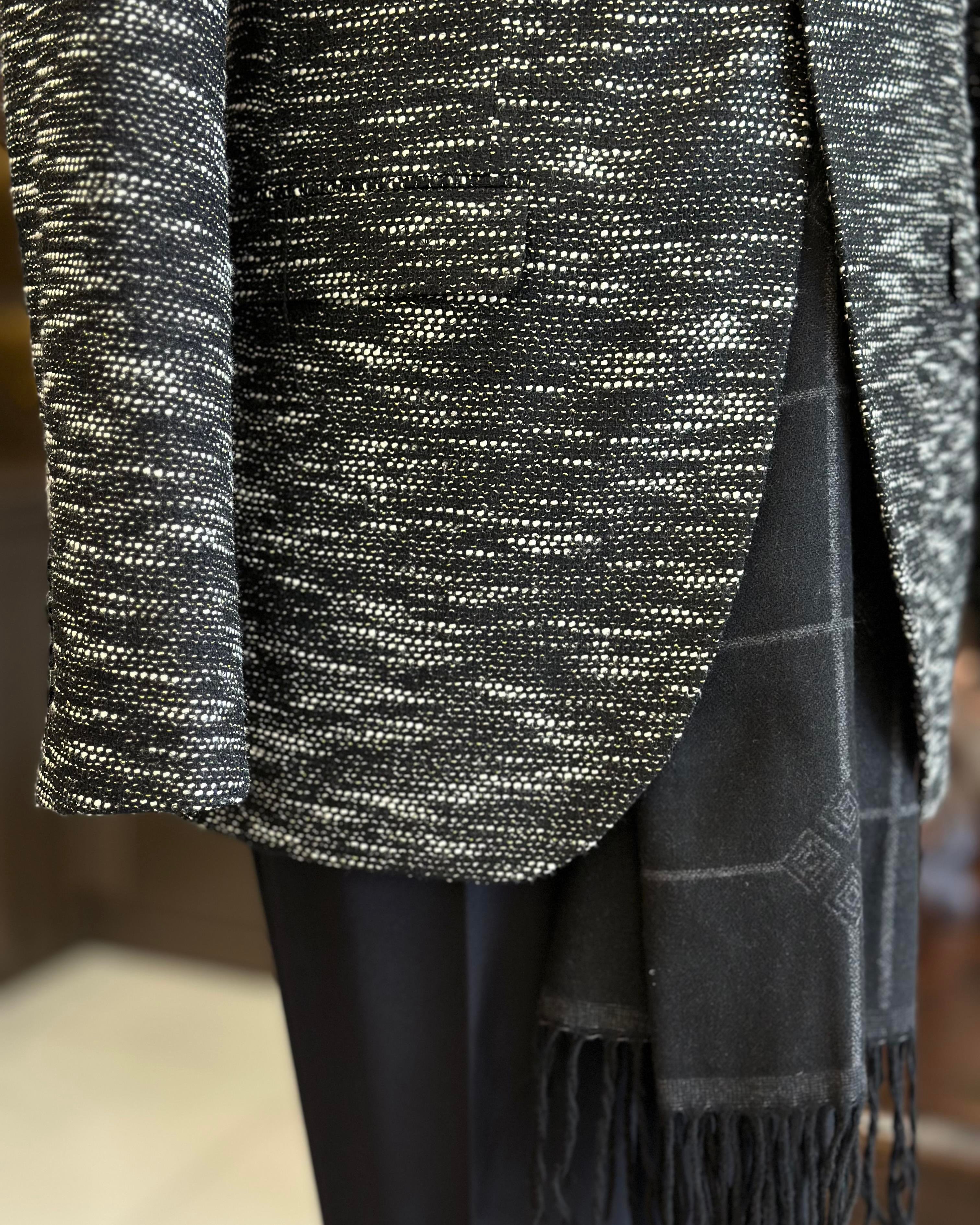 TerziAdemAltun İtalyan stil slim fit mono yaka erkek ceket siyah