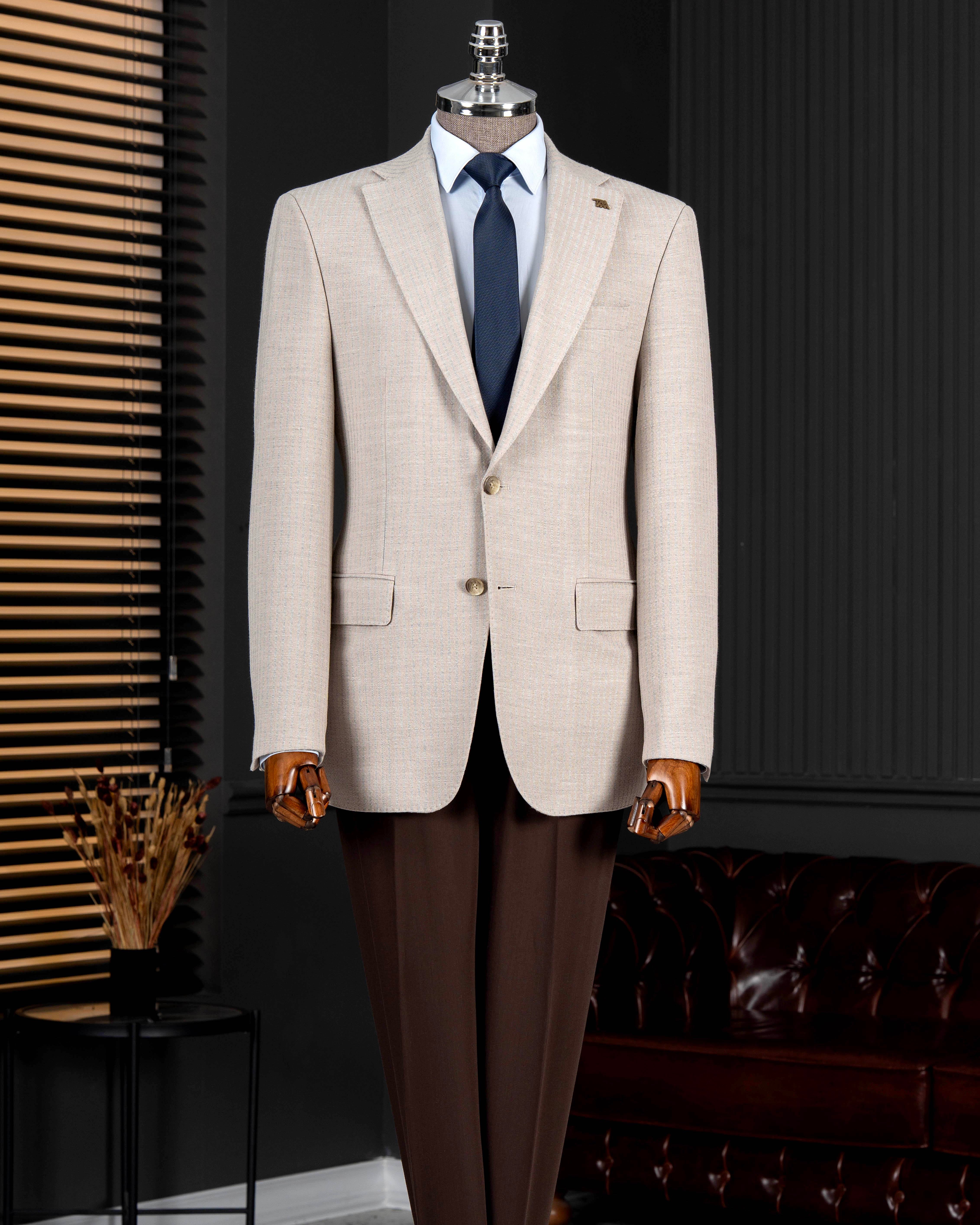 haluc❤ TerziAdemAltun İtalyan stil slim fit mono yaka erkek tek ceket