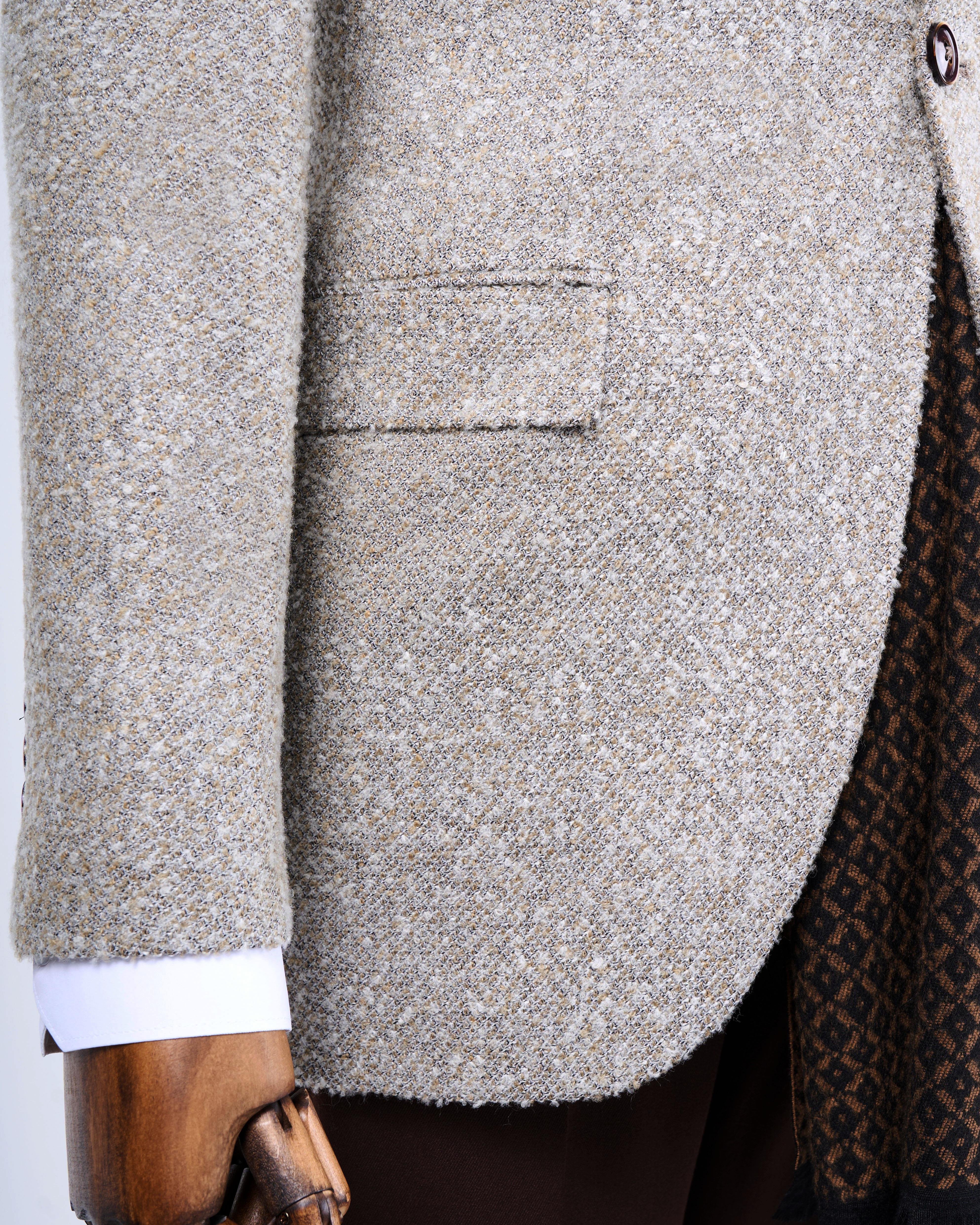 İtalyan stil slim fit mono yaka erkek tek ceket bej T13541