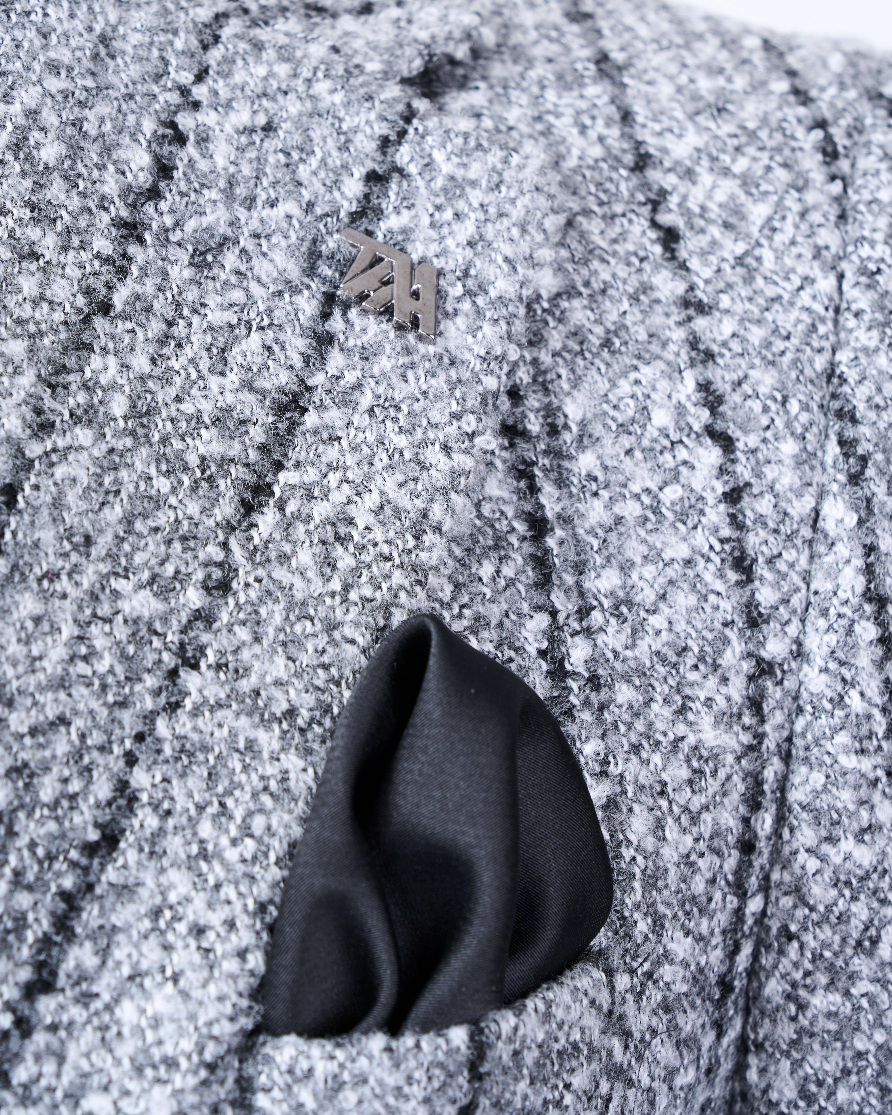 İtalyan stil slim fit mono yaka erkek tek ceket gri T13593