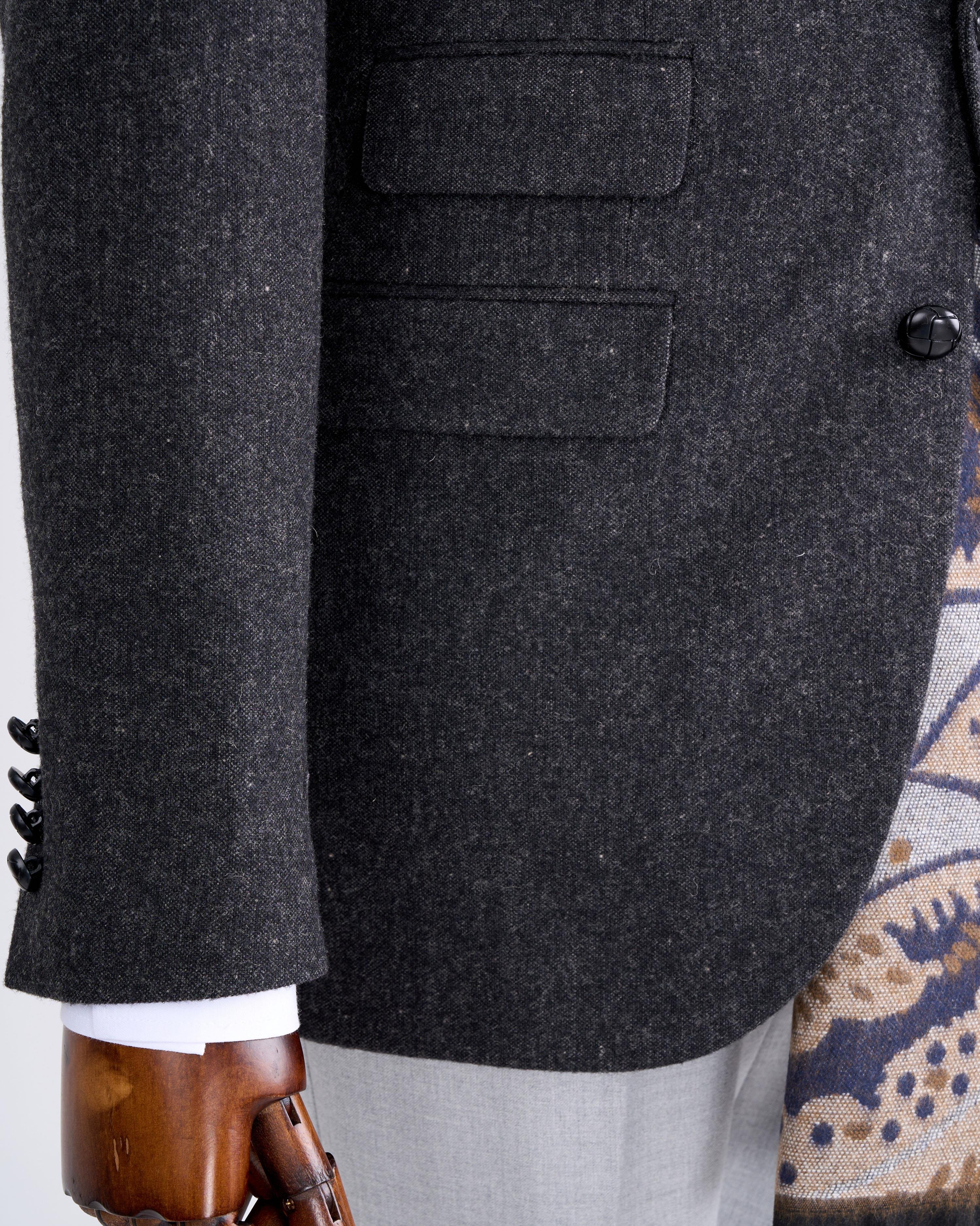 İtalyan stil slim fit mono yaka erkek tek ceket antrasit T13346
