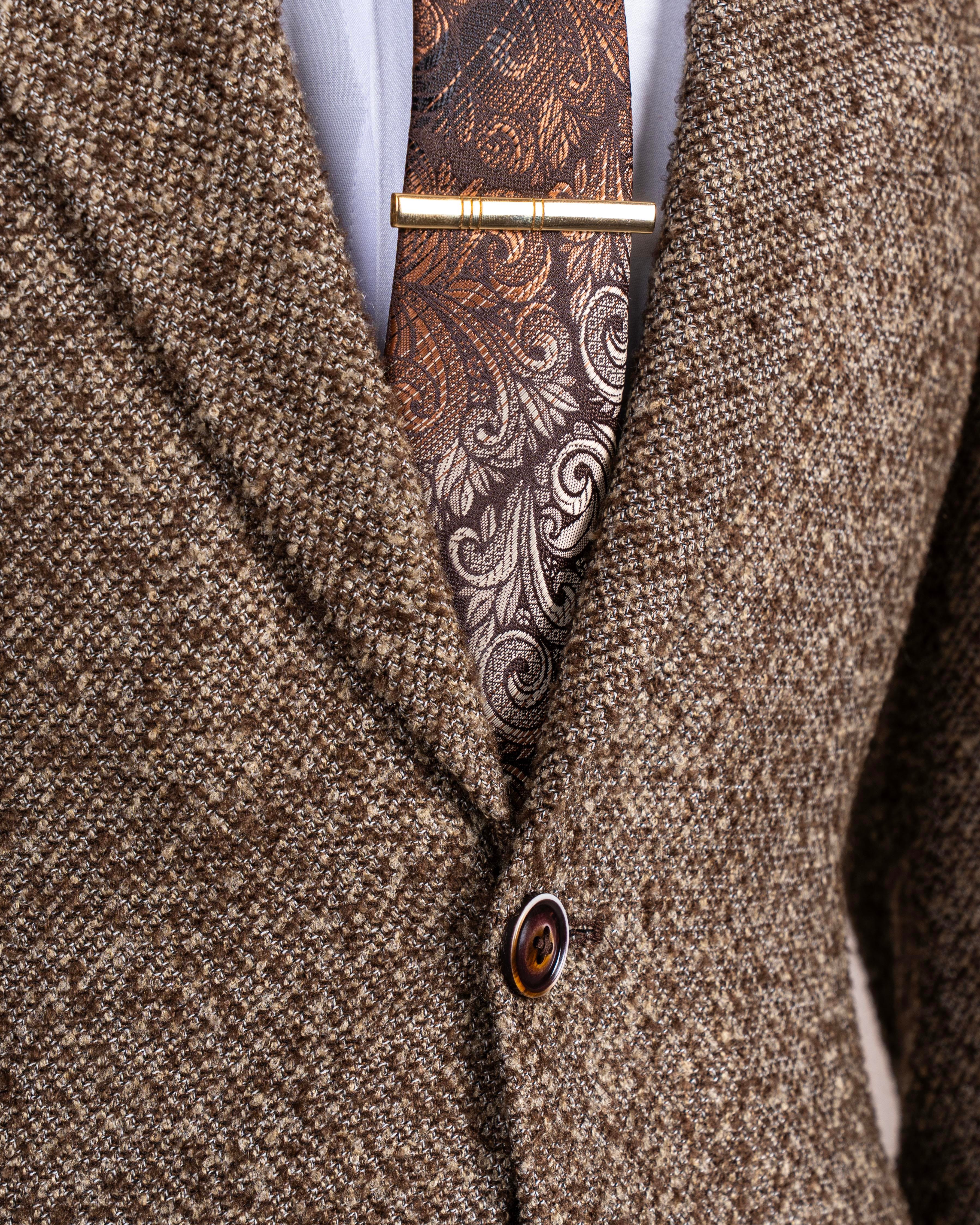 İtalyan stil slim fit mono yaka erkek tek ceket kahverengi T13540