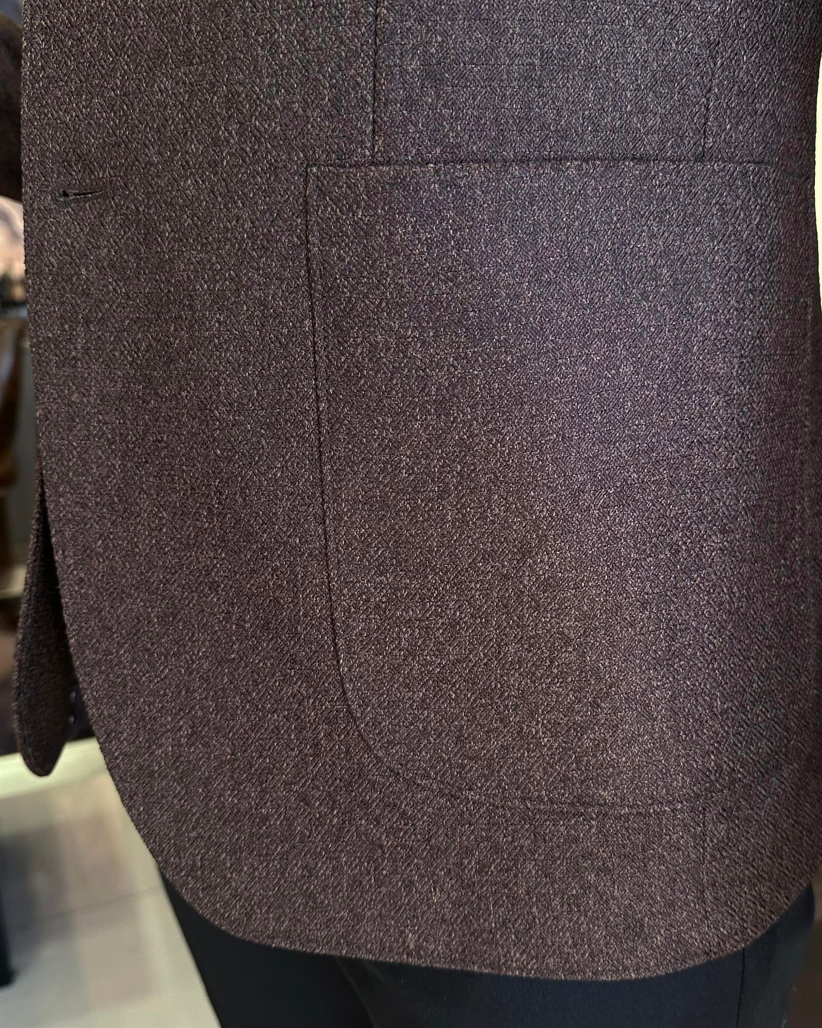 İtalyan stil slim fit mono yaka erkek ceket kahverengi T10056