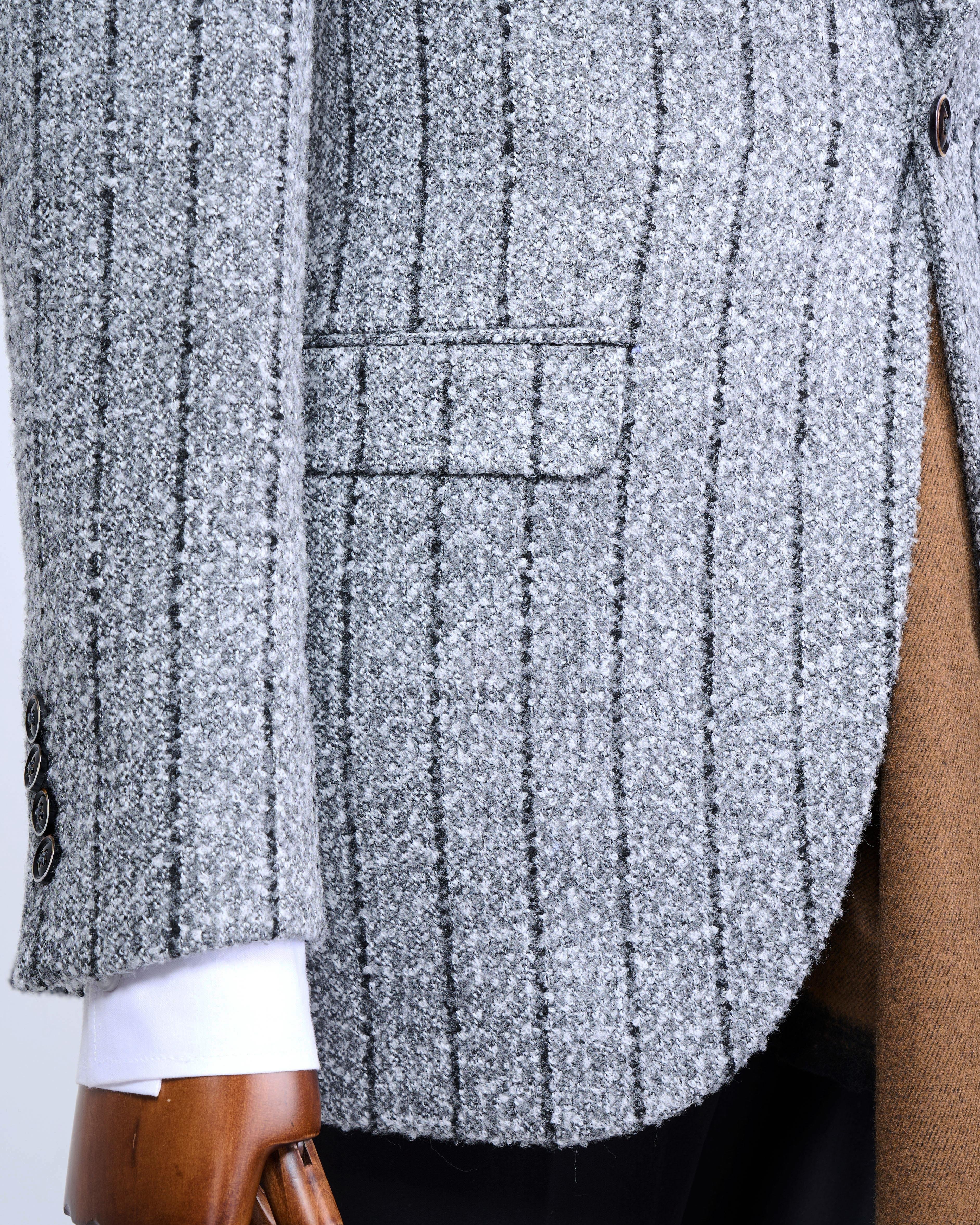 İtalyan stil slim fit mono yaka erkek tek ceket gri T13593