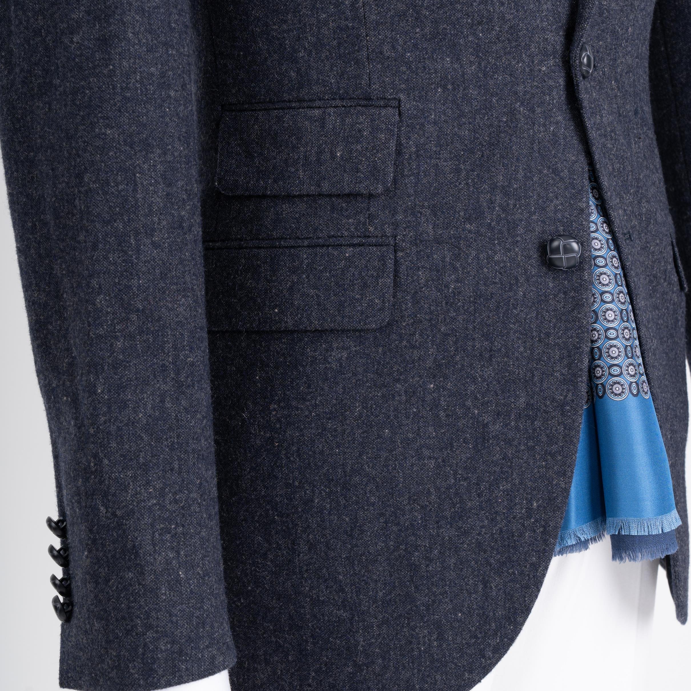 İtalyan stil slim fit mono yaka erkek tek ceket lacivert T13349