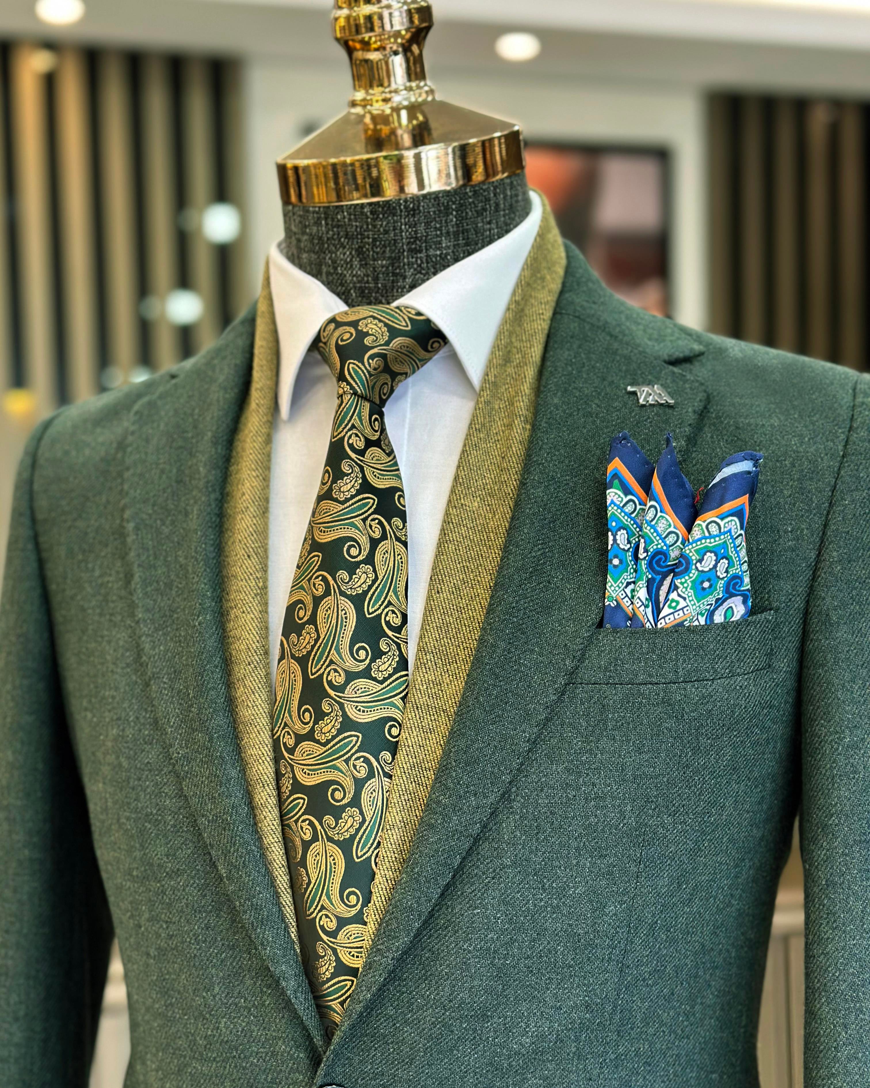  Italian style slim fit mono collar stamp men's jacket green T10940