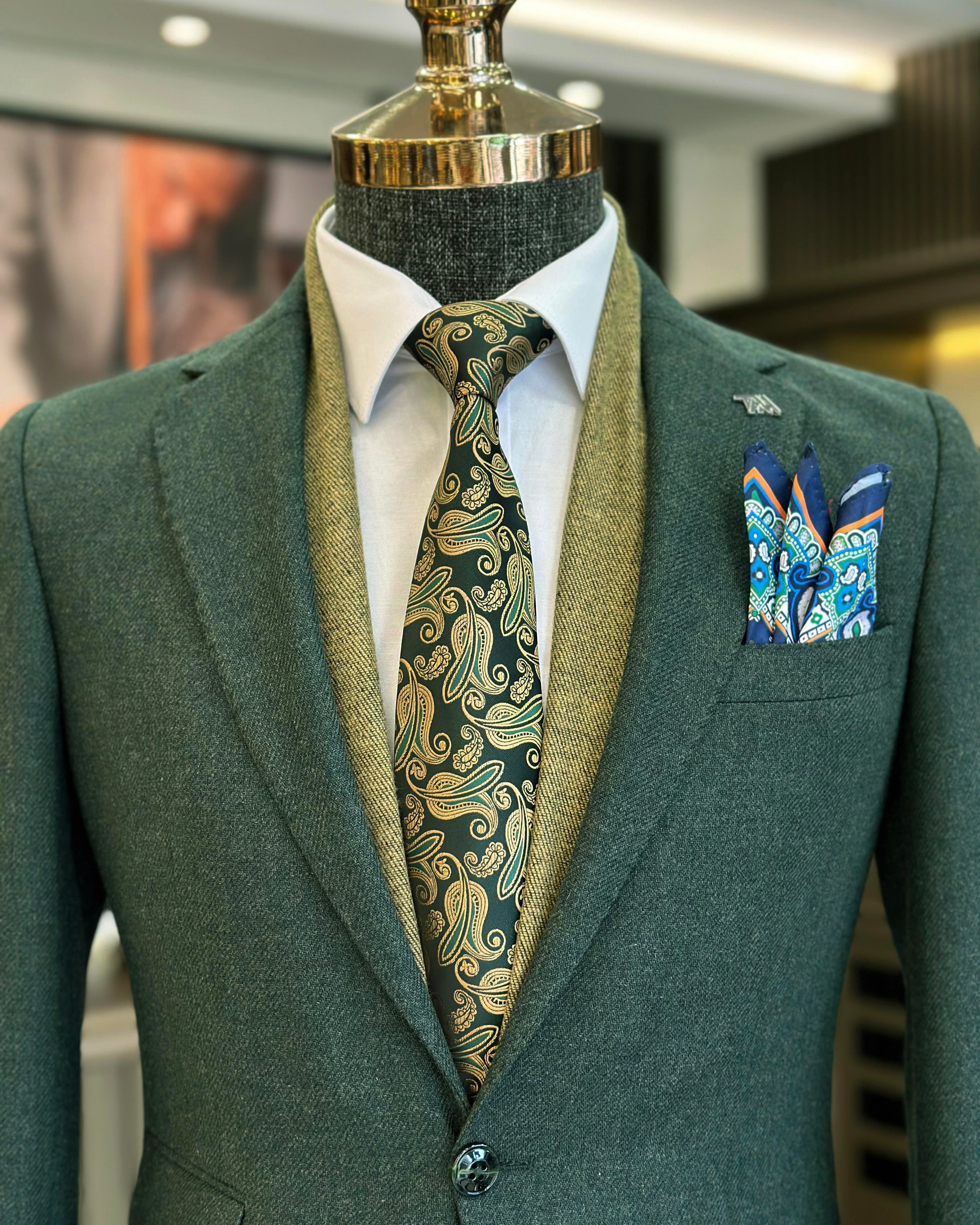  Italian style slim fit mono collar stamp men's jacket green T10940