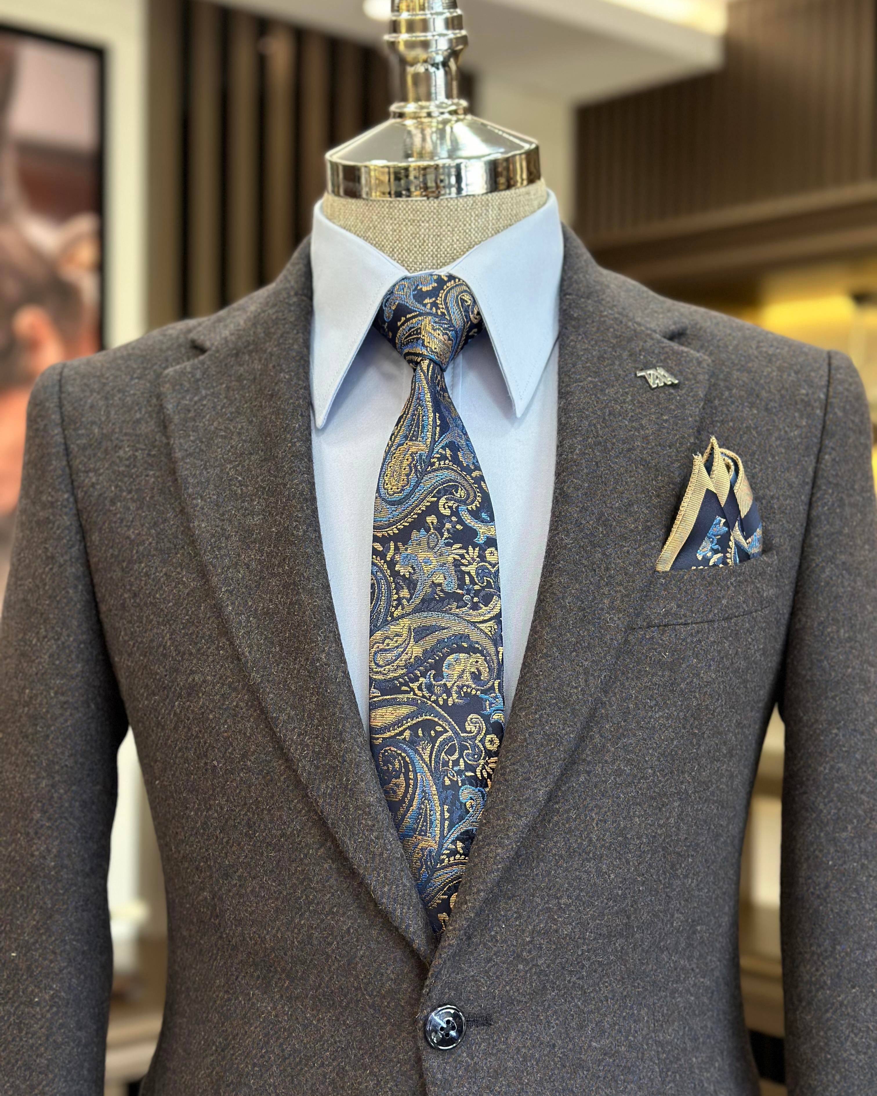 İtalyan stil slim fit mono yaka kaşe erkek ceket camel T10926
