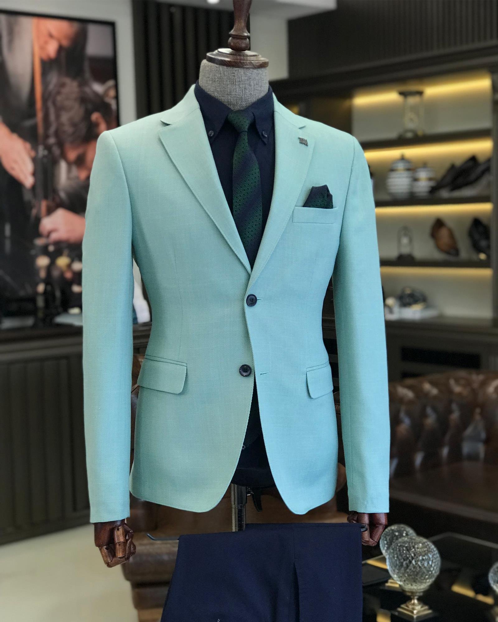 Italian Style Single Jacket Green T7705