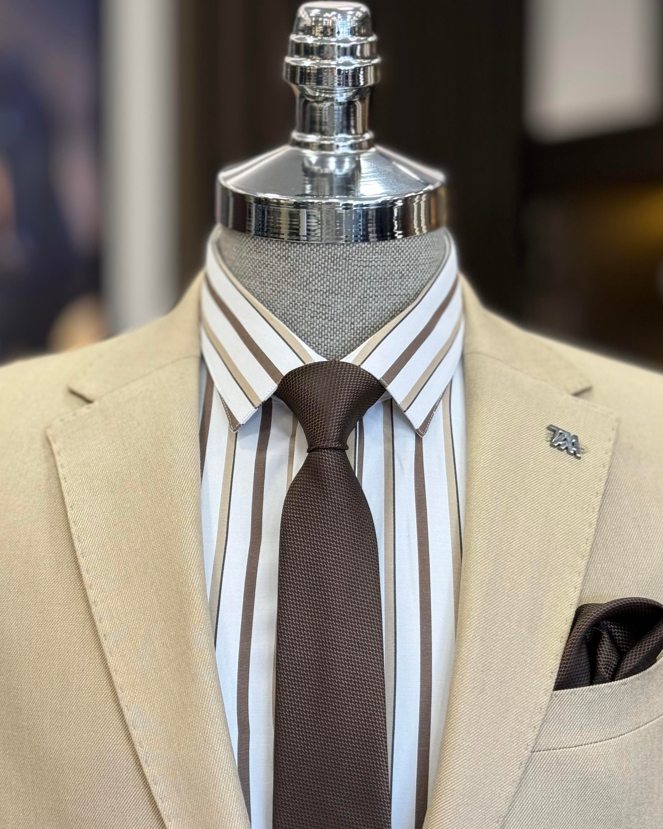 İtalyan stil slim fit mono yaka torba cep erkek ceket bej T11508