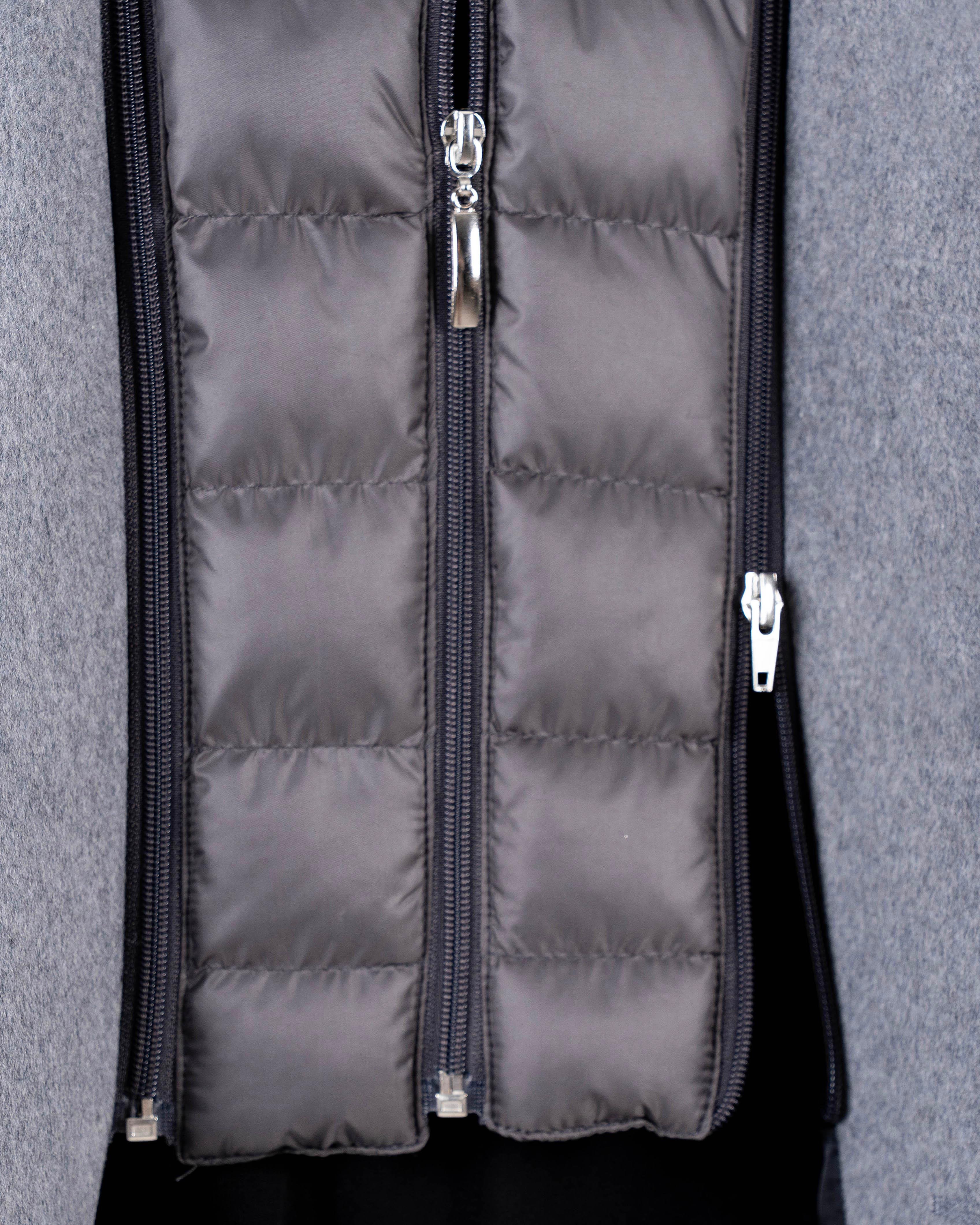 İtalyan stil slim fit mono yaka yün karışımlı kaşe erkek kaban gri T14687