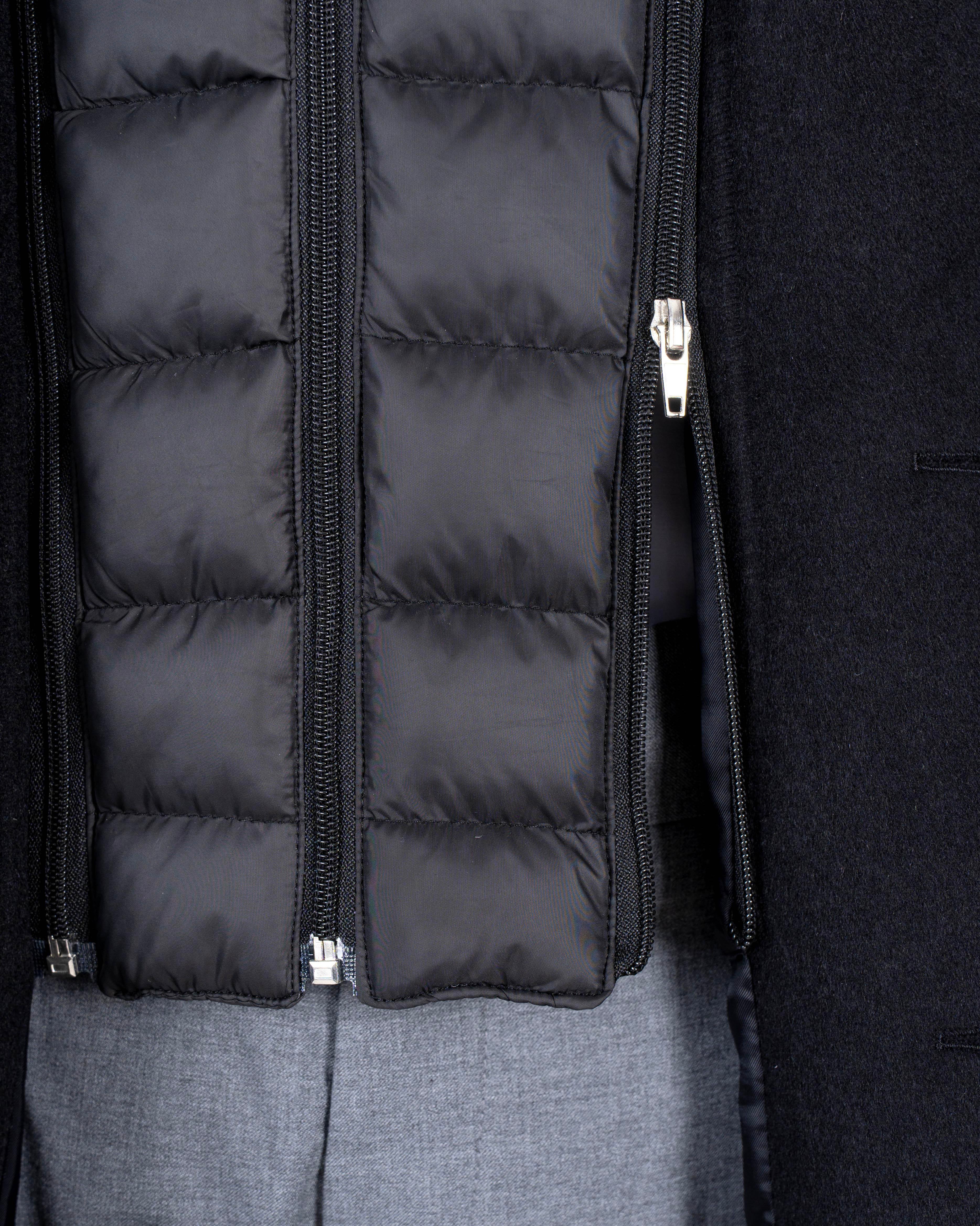 İtalyan stil slim fit mono yaka yün karışımlı kaşe erkek kaban siyah T14689