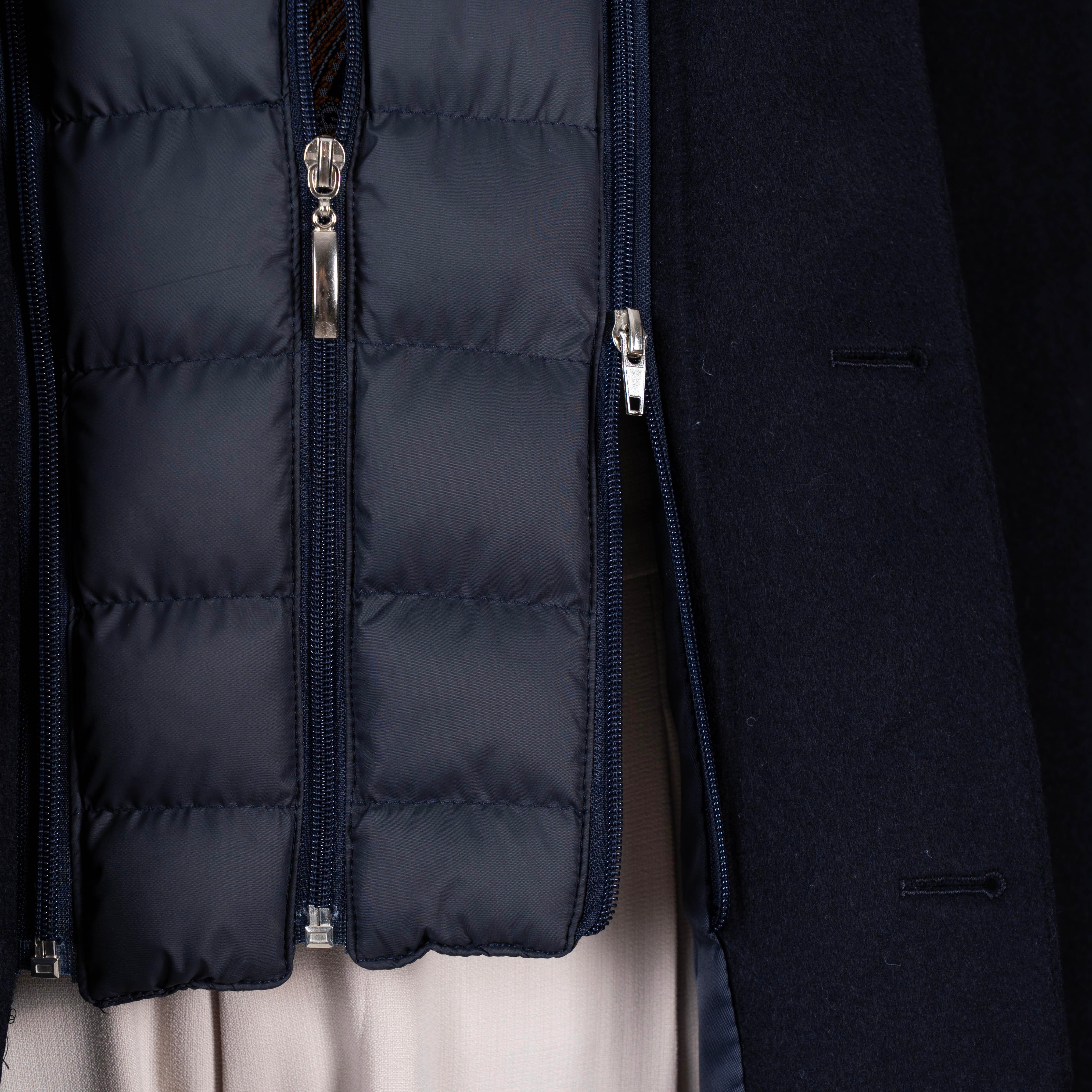 İtalyan stil slim fit mono yaka yün karışımlı kaşe erkek kaban lacivert T14688