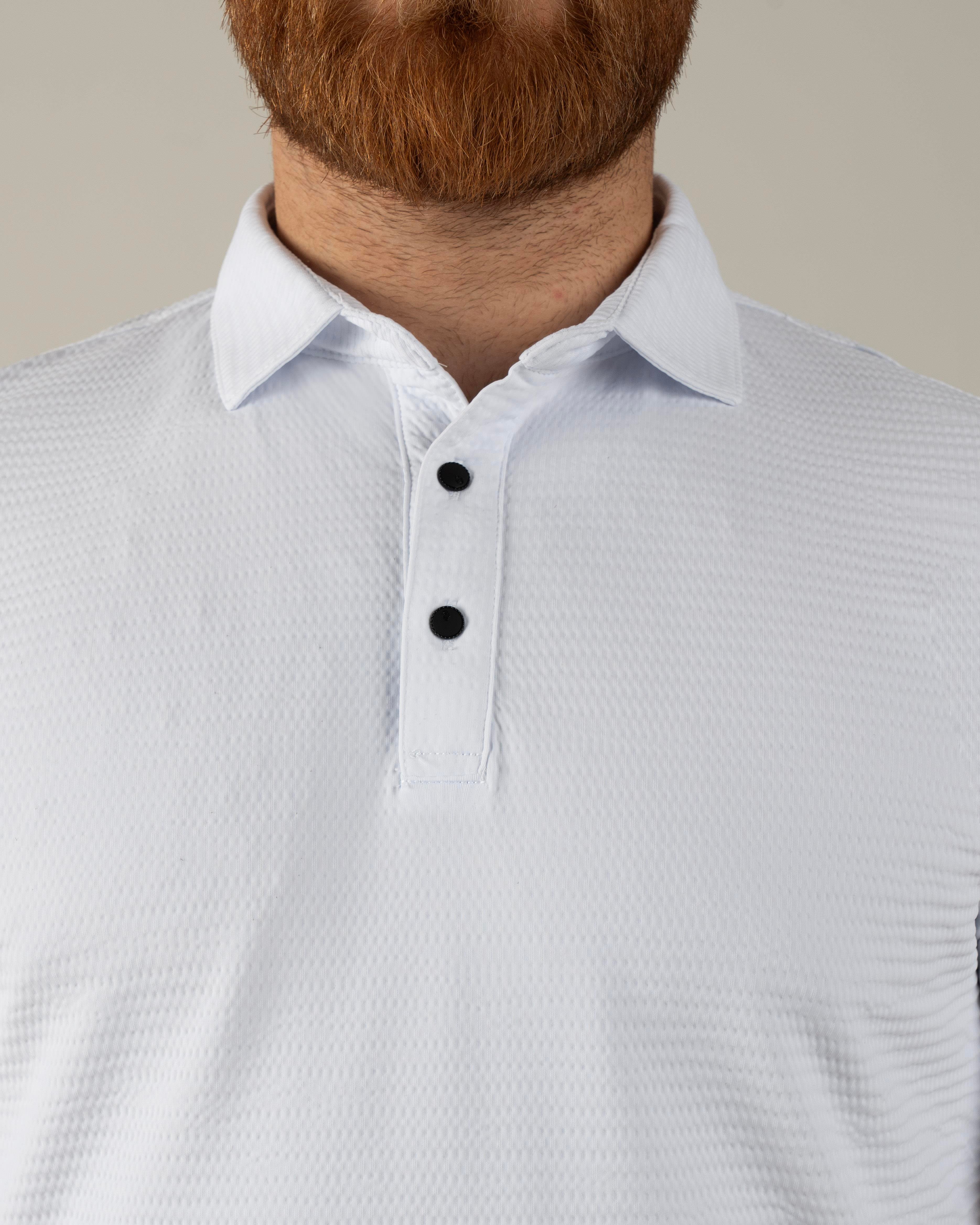 İtalyan stil slim fit polo yaka triko tişört beyaz T14052