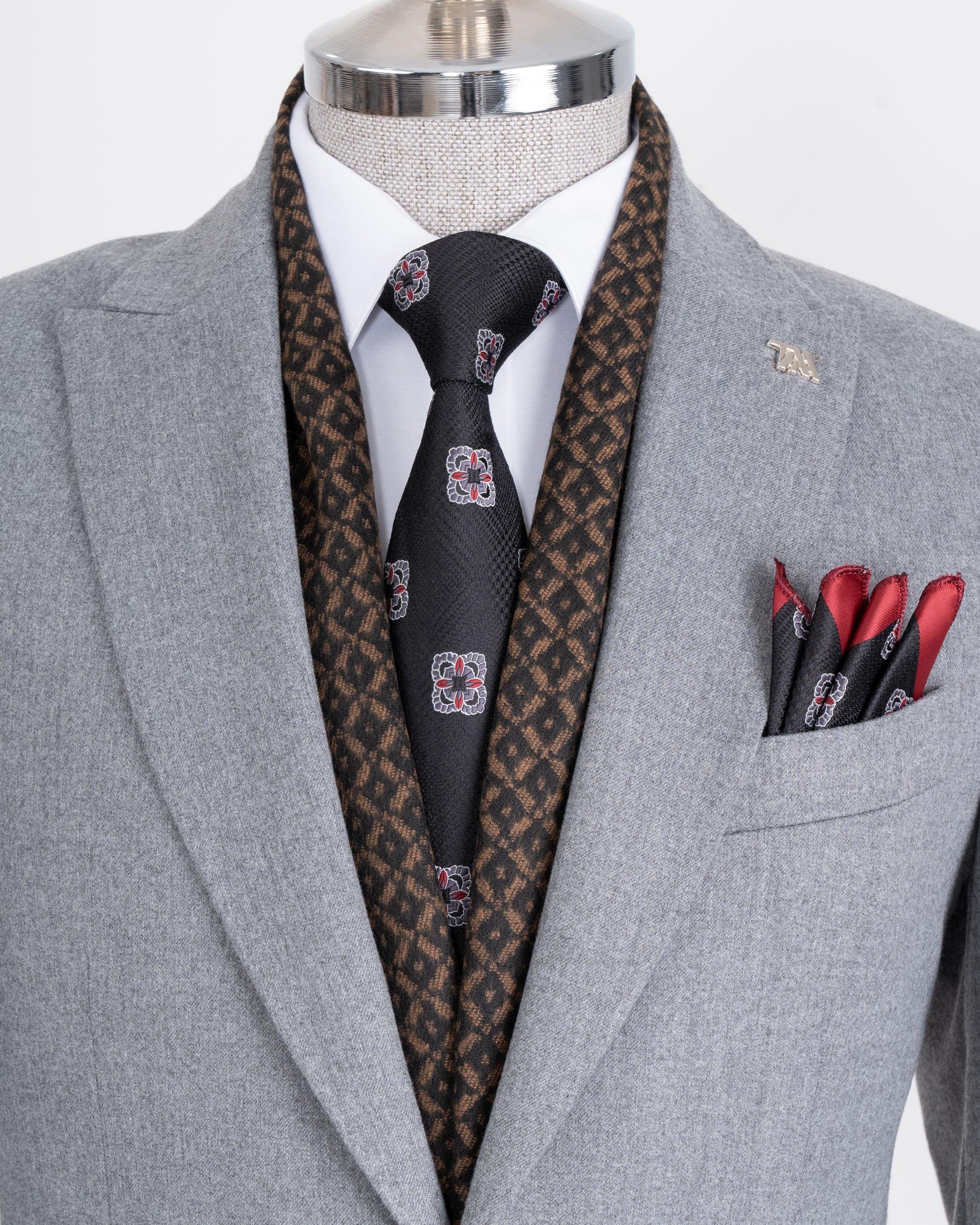 İtalyan stil slim fit sivri yaka erkek ceket gri T13241