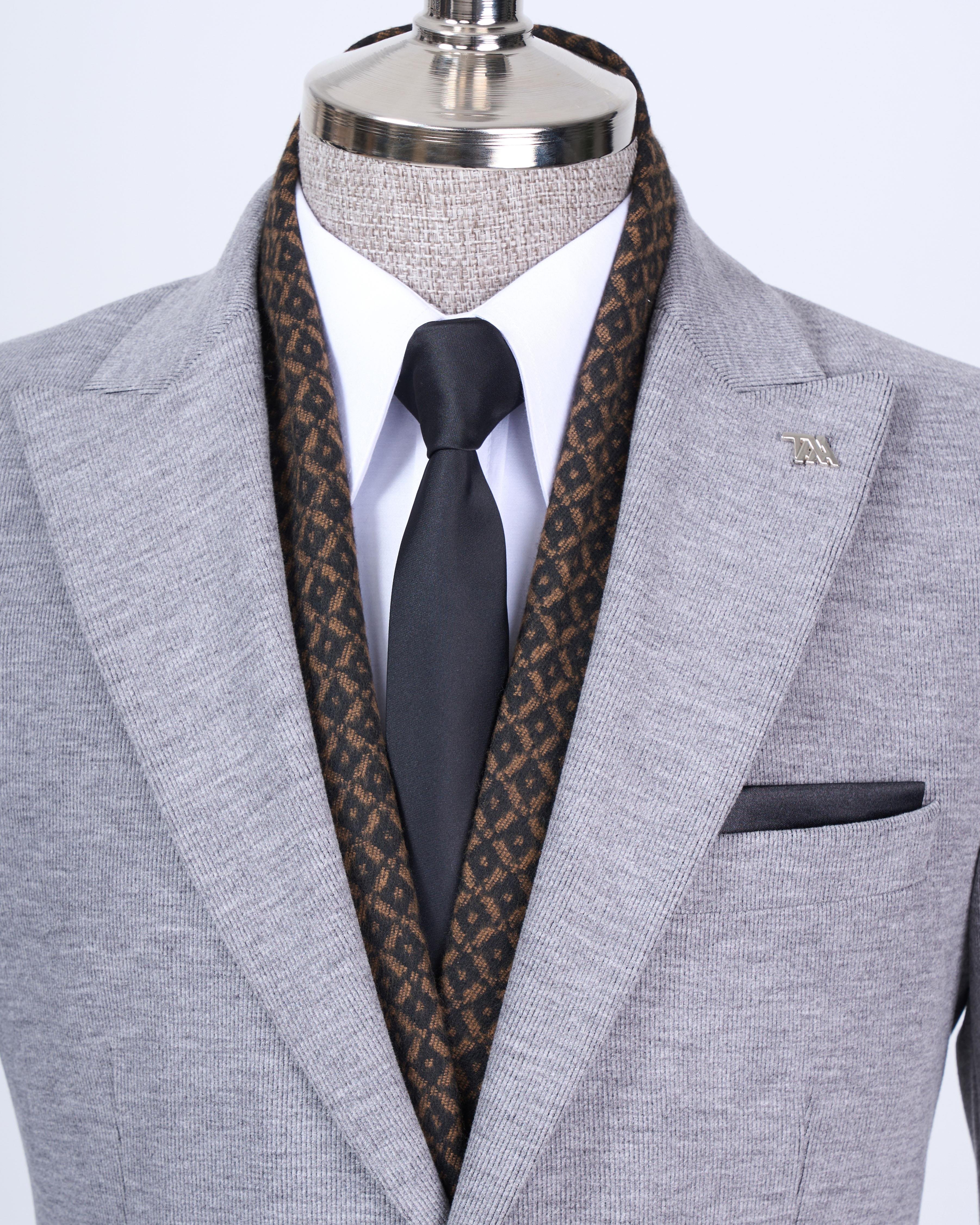 İtalyan stil slim fit sivri yaka erkek ceket siyah T13216