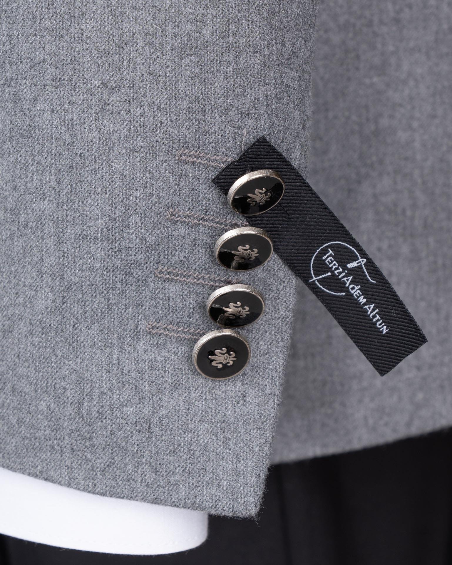 İtalyan stil slim fit sivri yaka erkek ceket gri T13241