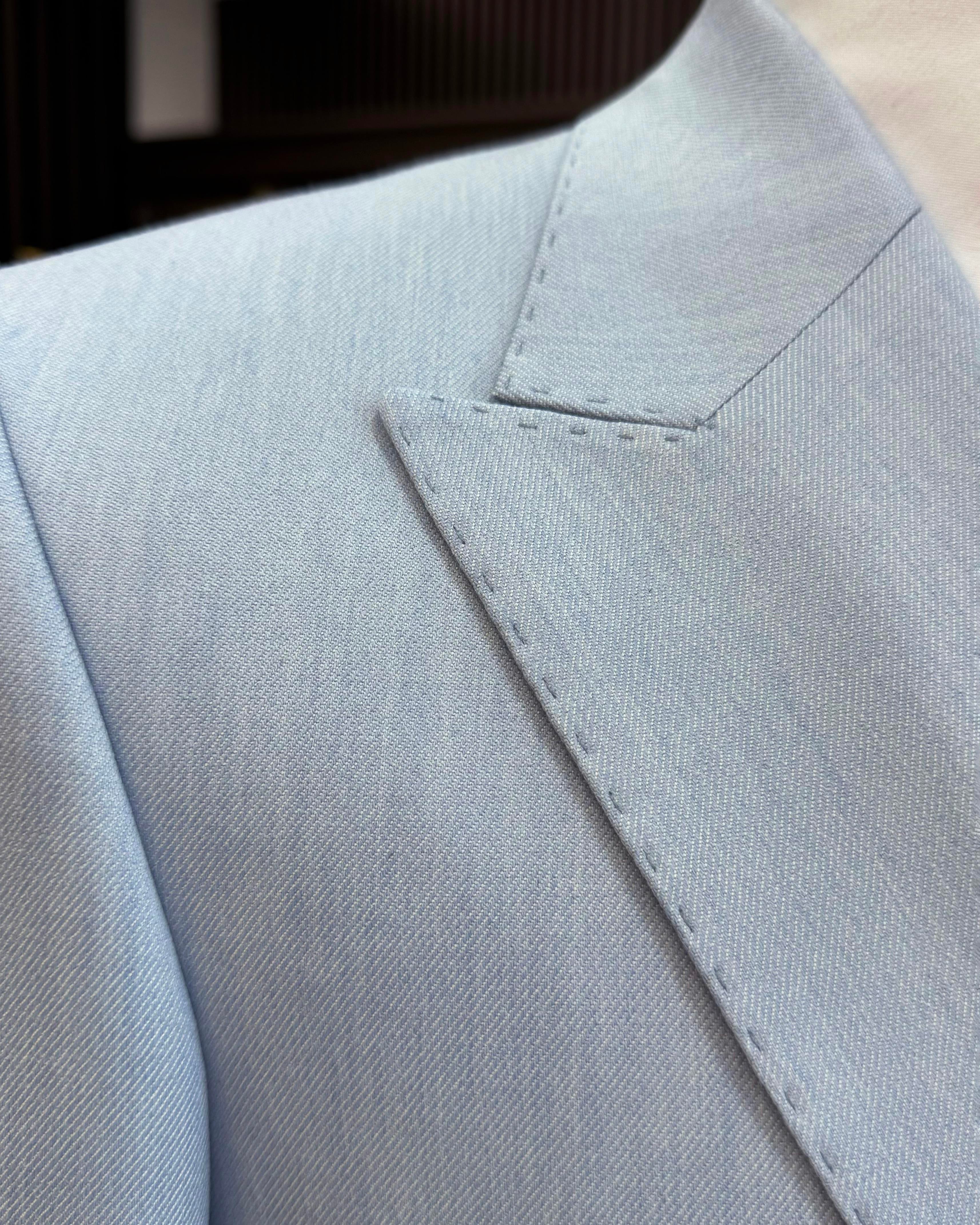 İtalyan stil slim fit sivri yaka kruvaze erkek ceket mavi T11516