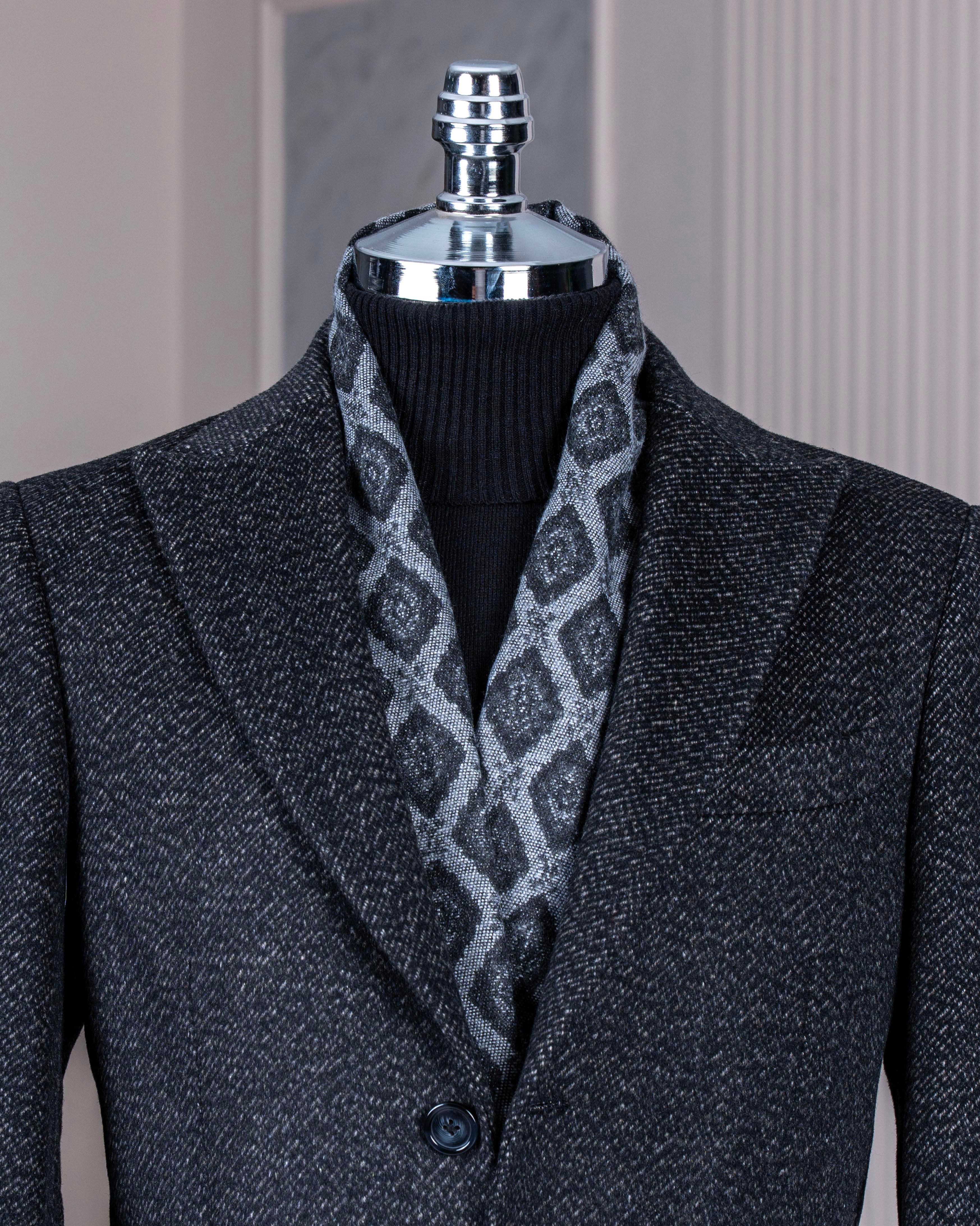 İtalyan stil slim fit sivri yaka yün karışımlı kaşe erkek kaban kahverengi T13455