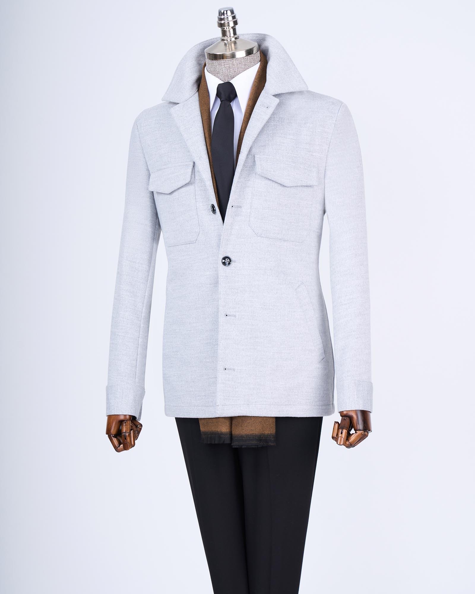 İtalyan stil slim fit spor tek ceket erkek gri T13480