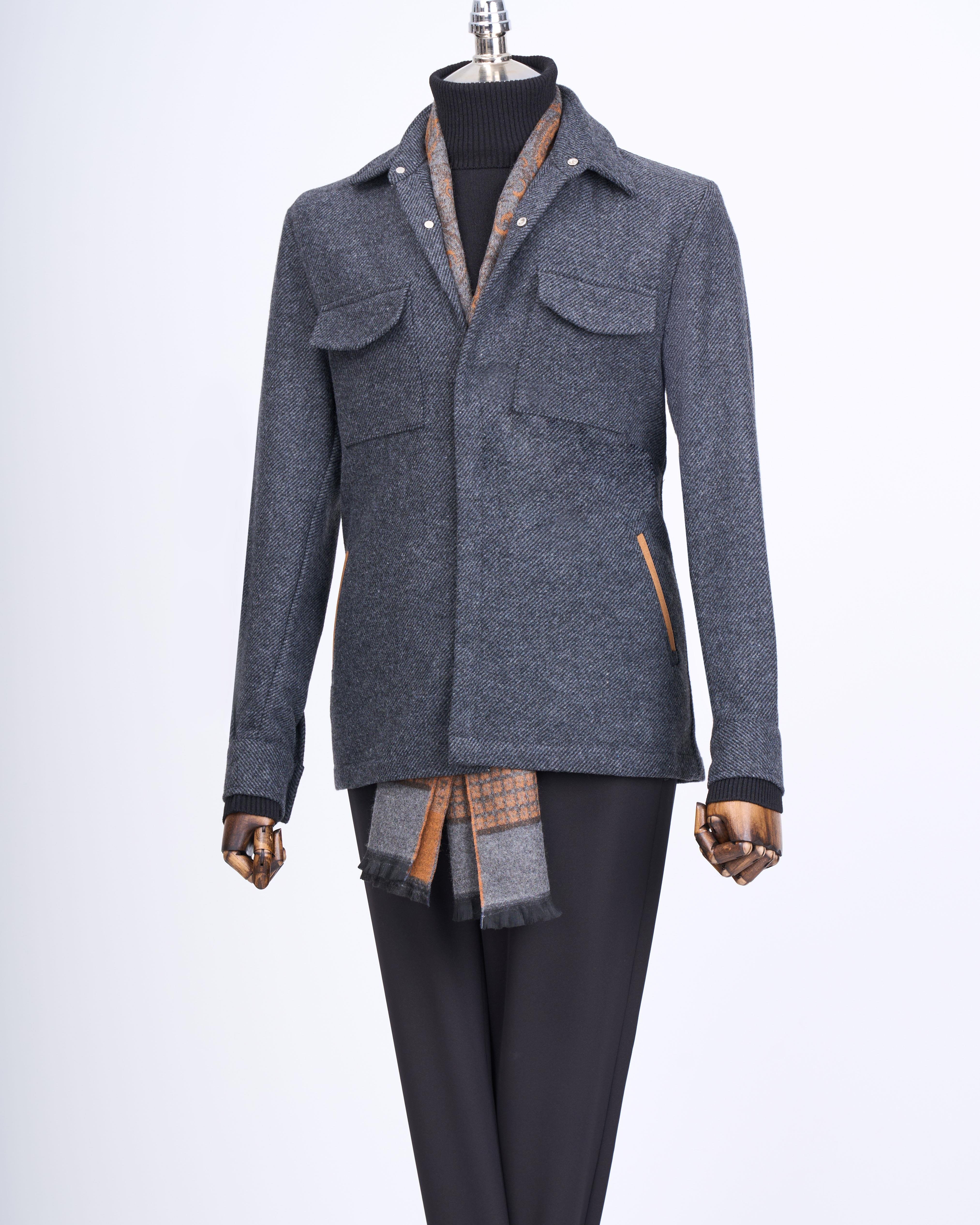 İtalyan stil slim fit spor tek ceket erkek antrasit T13523