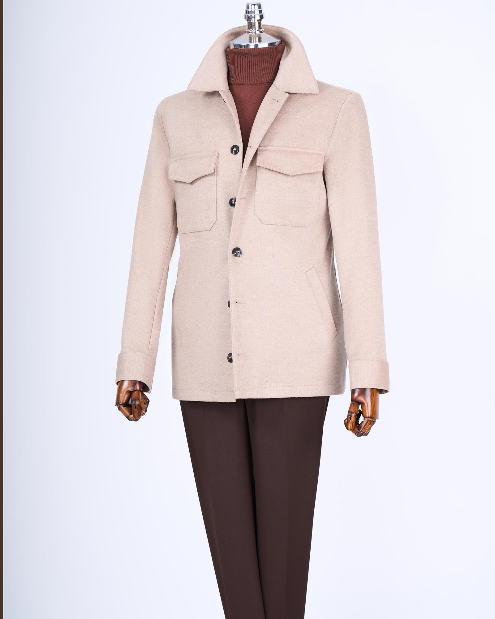 İtalyan stil slim fit spor tek ceket erkek vizon T13476