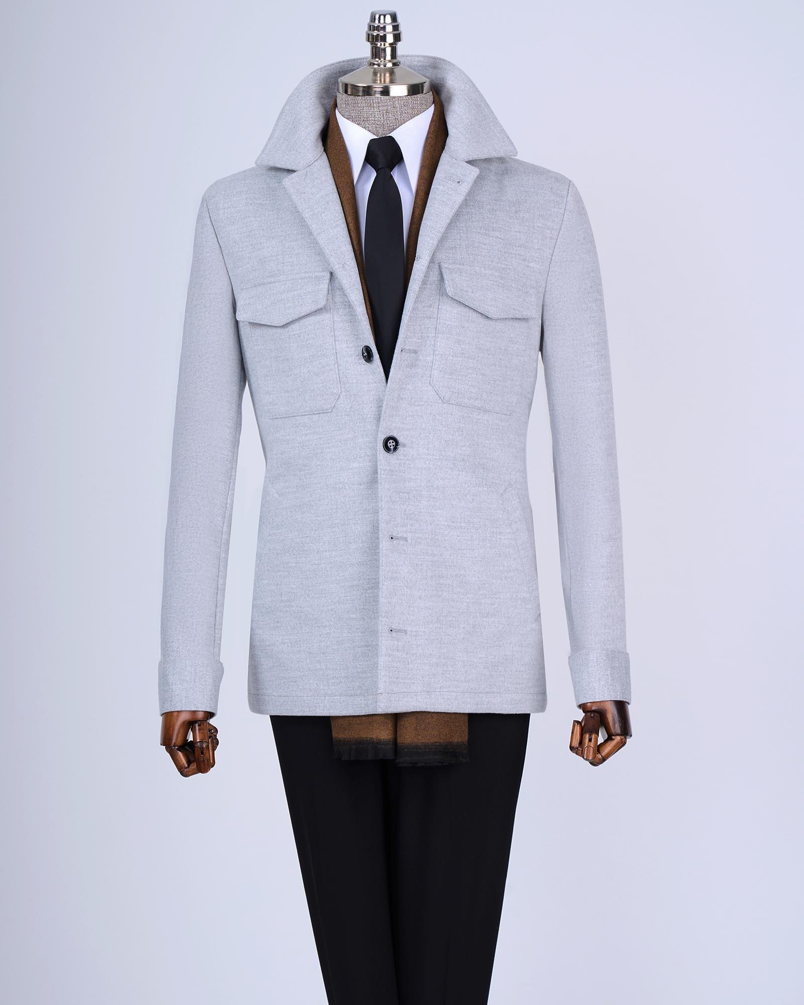 İtalyan stil slim fit spor tek ceket erkek gri T13480