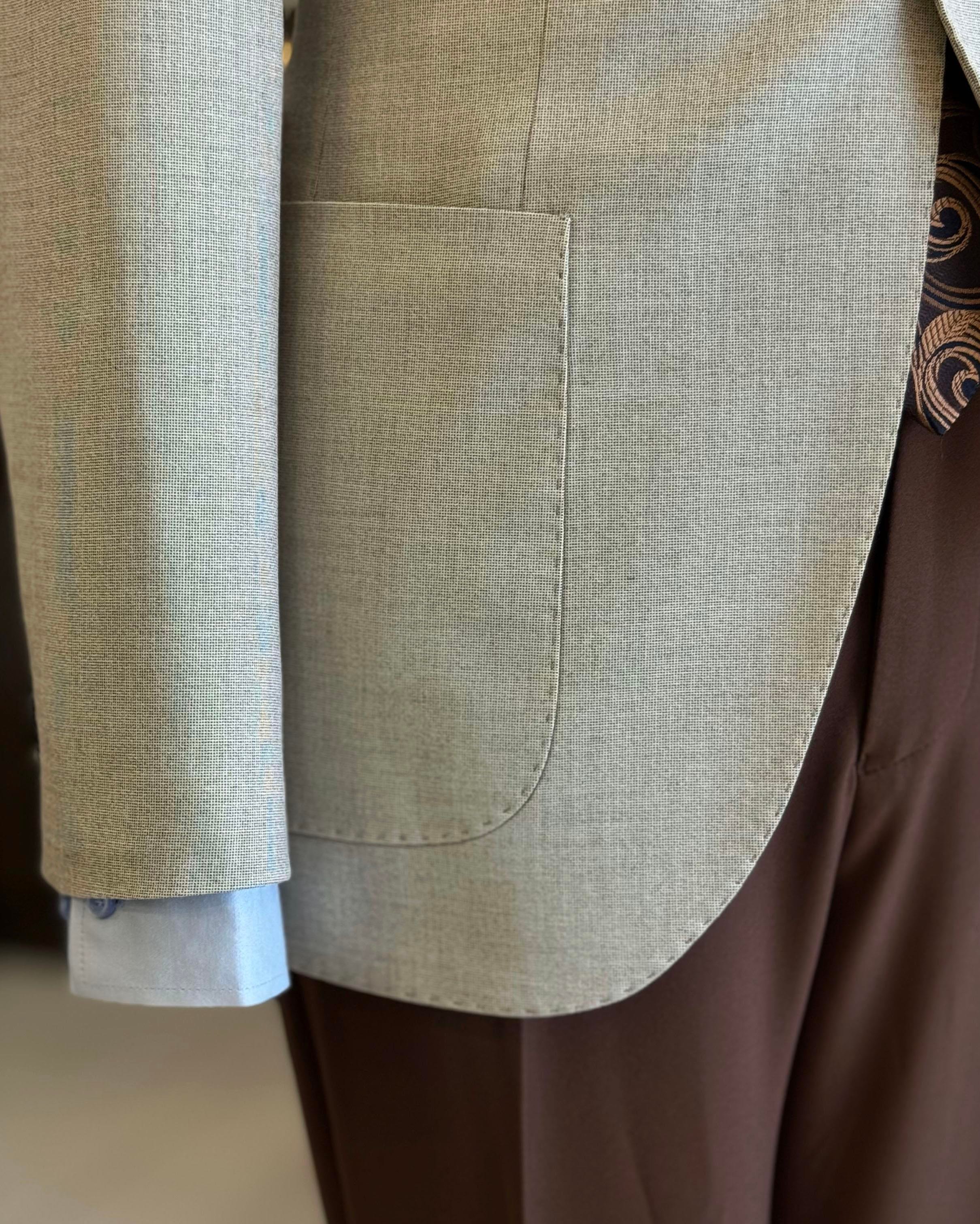 İtalyan stil slim fit torba cep erkek ceket kahverengi T12233