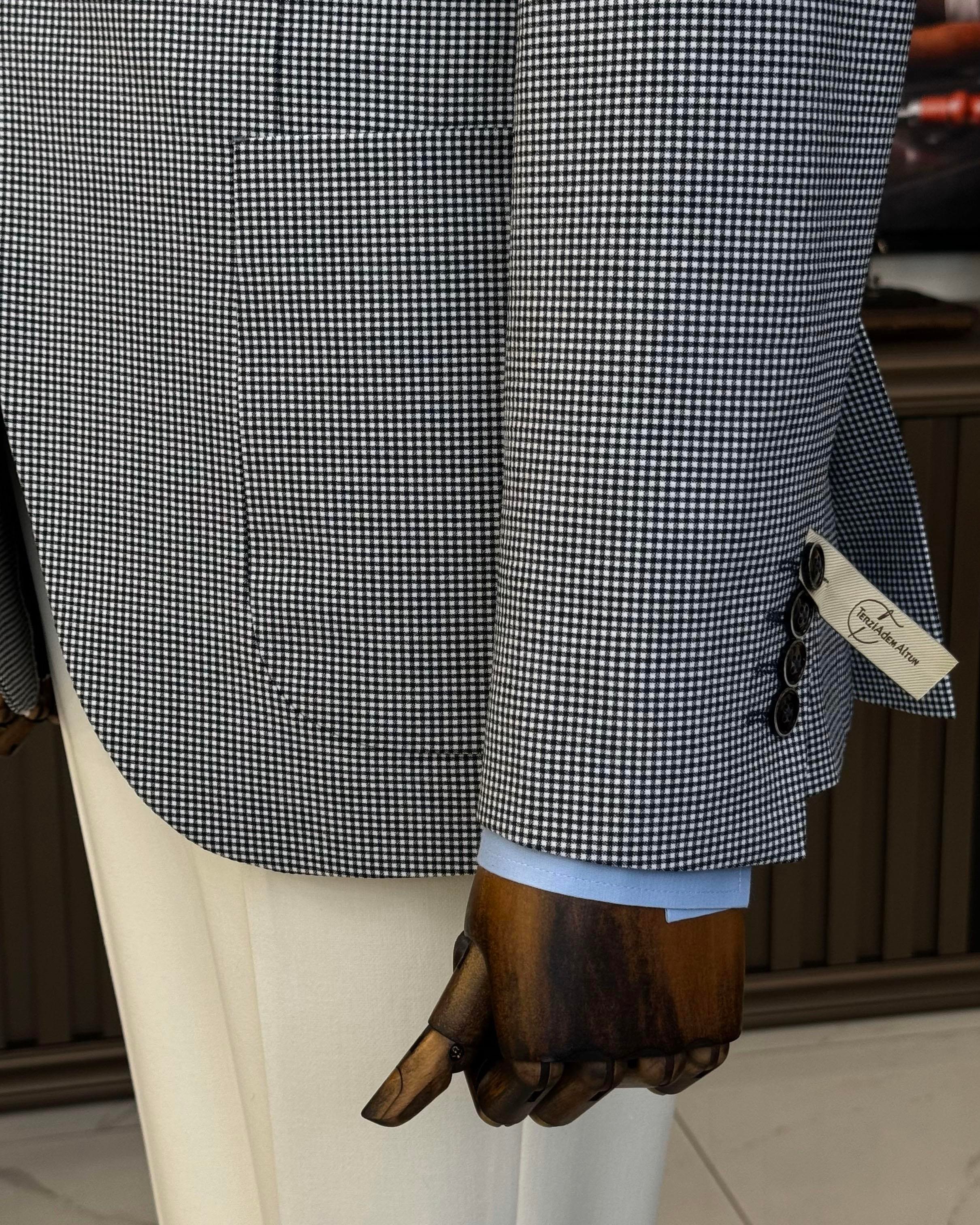 İtalyan stil slim fit torba cep erkek ceket siyah T12229