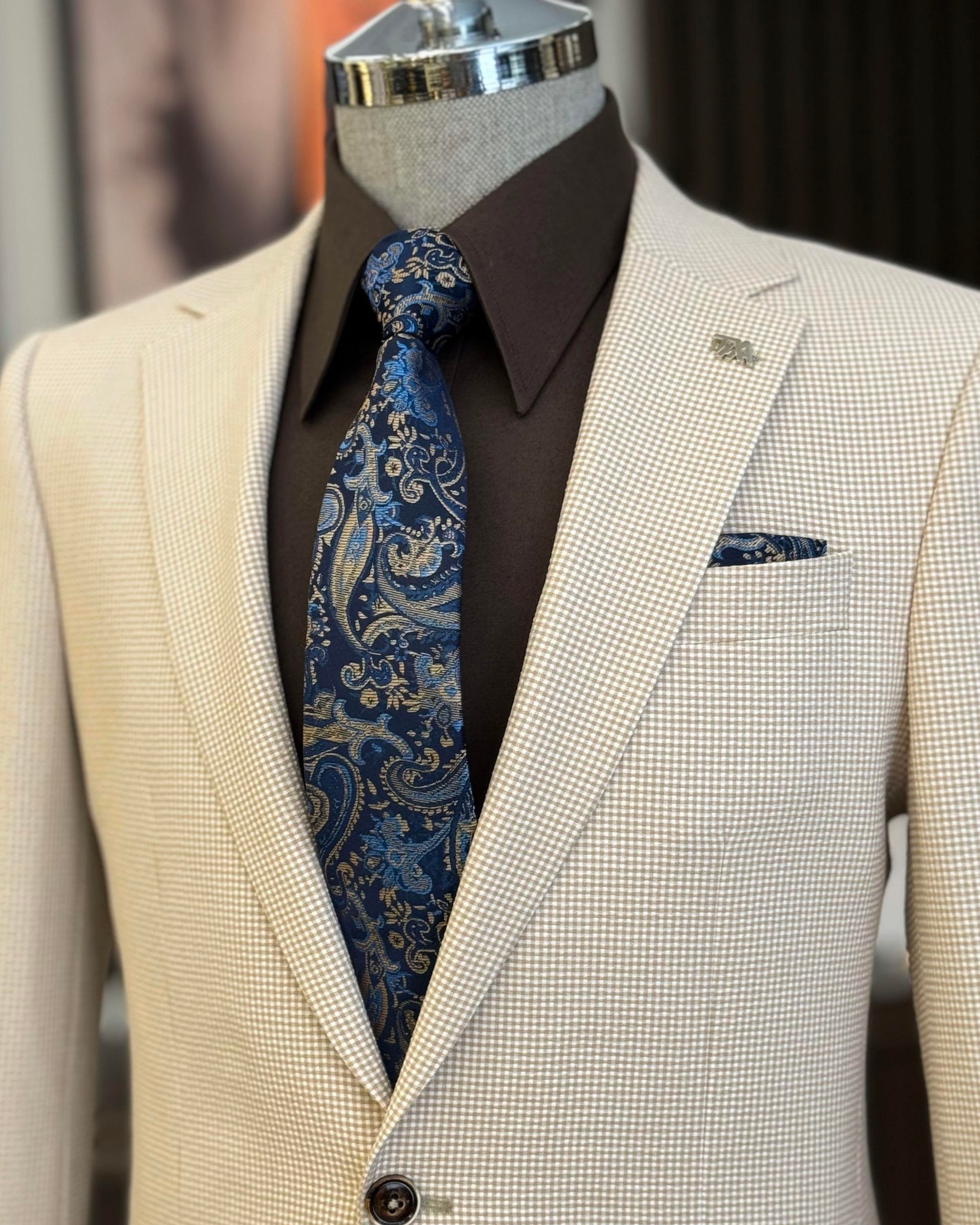 İtalyan stil slim fit torba cep erkek ceket bej T12240