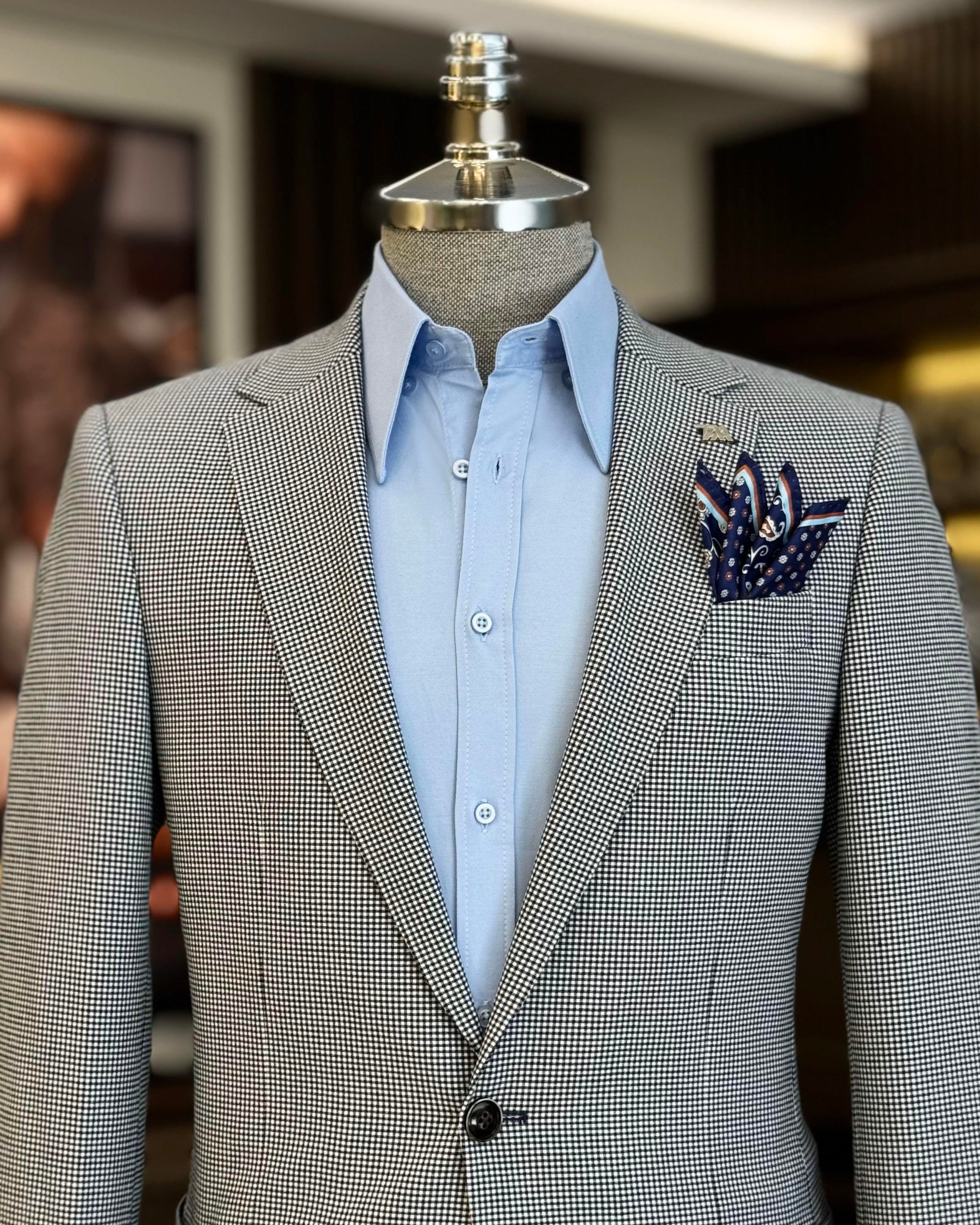 İtalyan stil slim fit torba cep erkek ceket siyah T12229