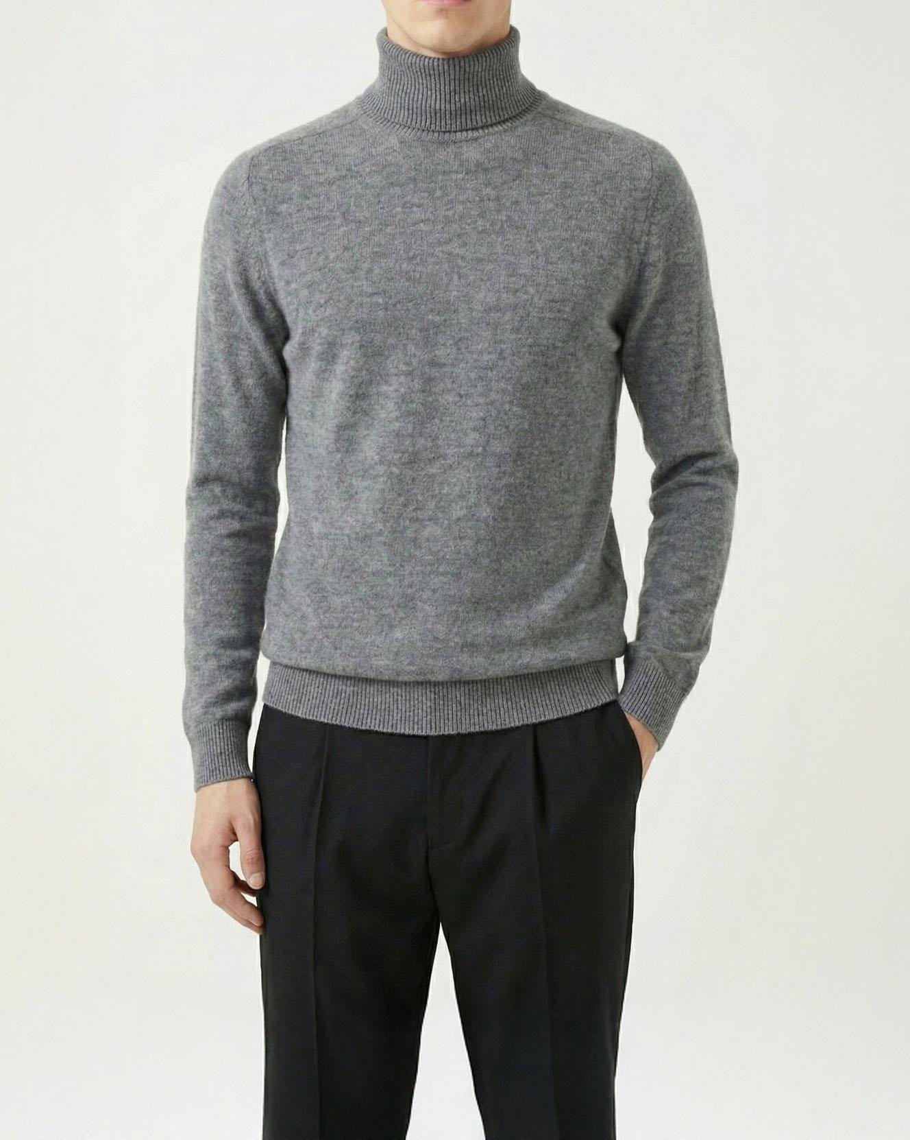 İtalyan stil slim fit triko balıkçı yaka boğazlı kazak antrasit T13096