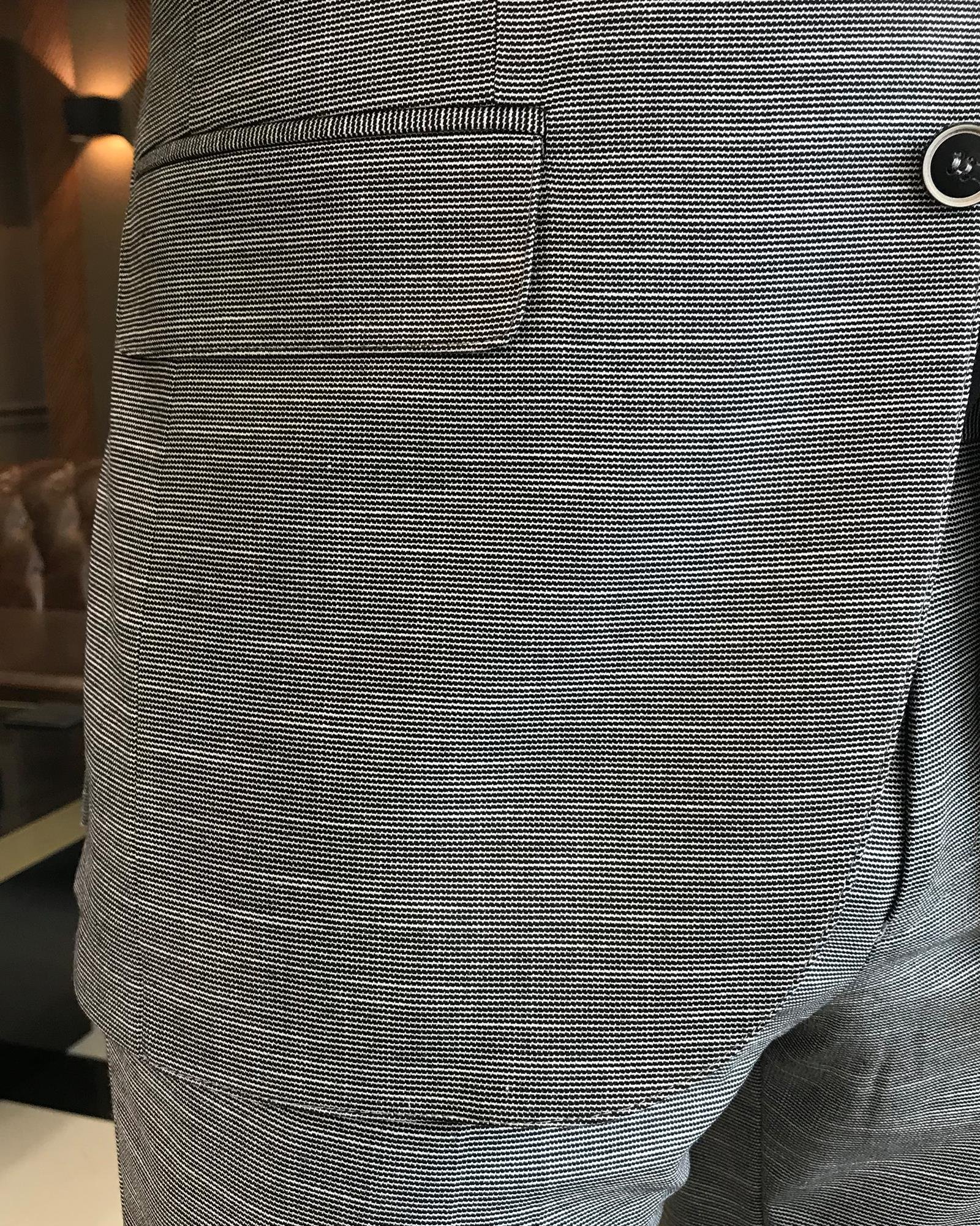 İtalyan stil slim fit yün karışımlı ceket yelek pantolon takım elbise siyah T9361