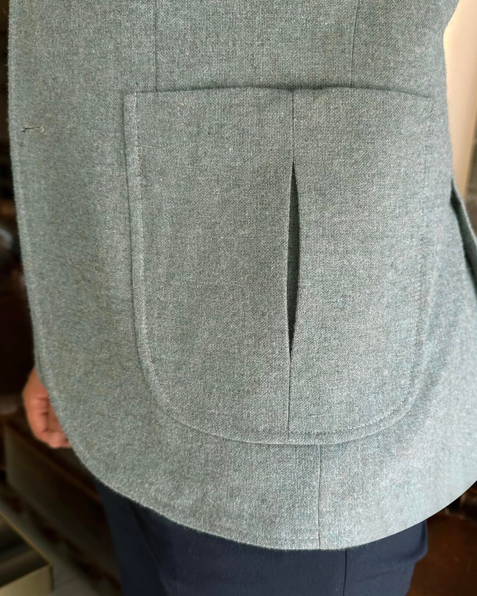 İtalyan stil slim fit yün karışımlı mono yaka erkek ceket yeşil T9875