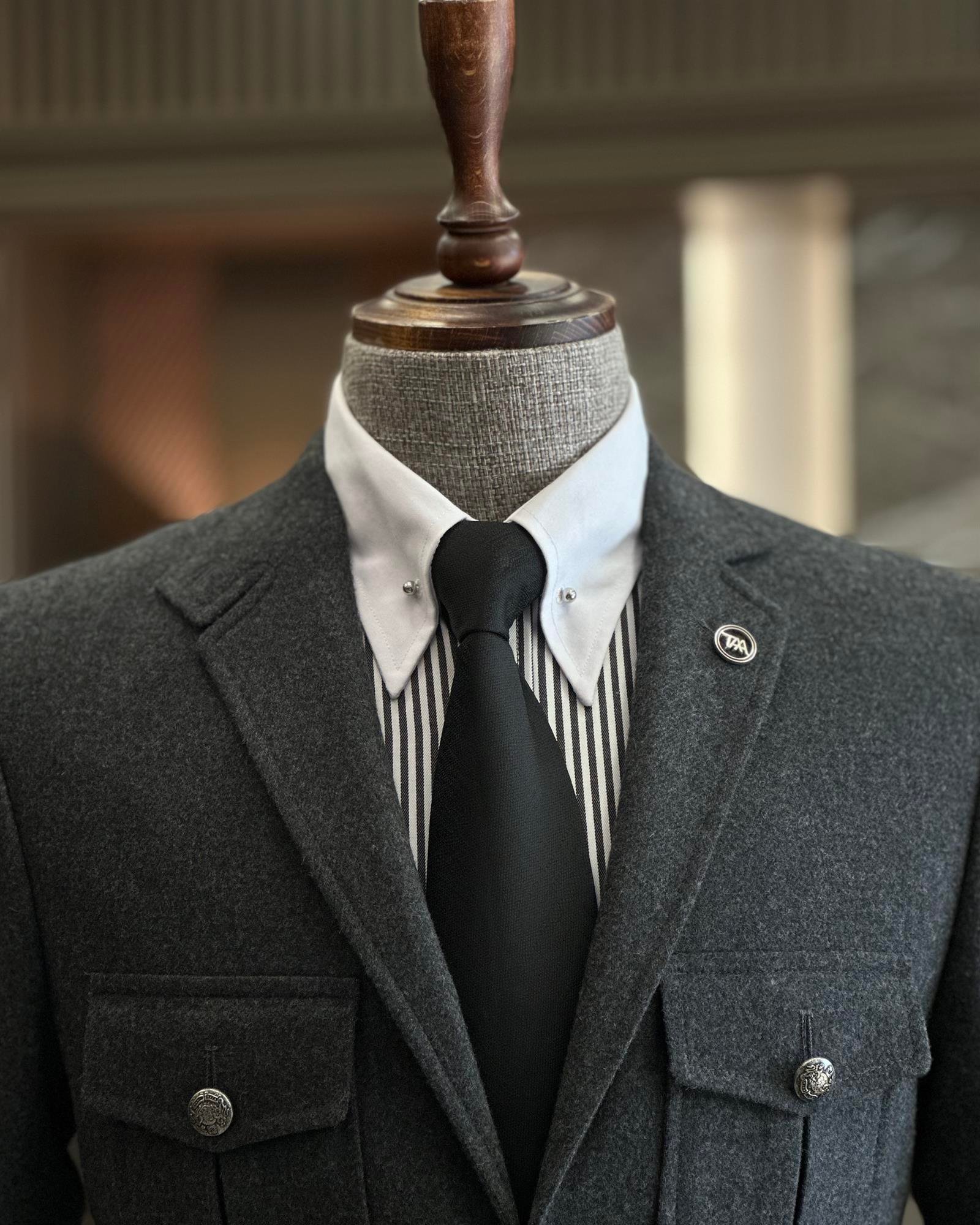 TerziAdemAltun İtalyan stil slim fit yün karışımlı safari erkek
