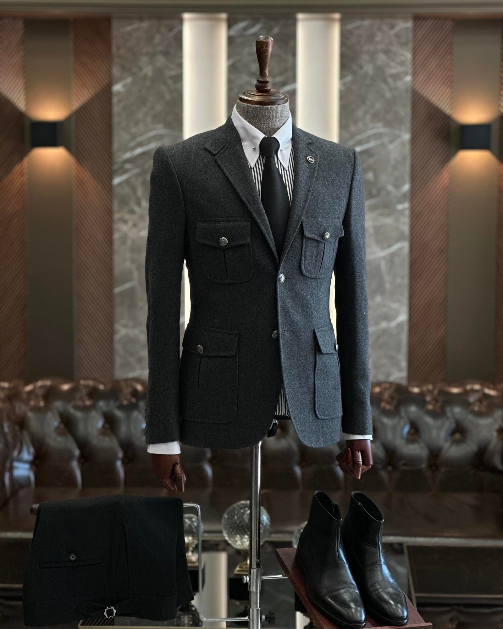 TerziAdemAltun İtalyan stil slim fit yün karışımlı safari erkek