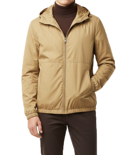 Mevsimlik astarsız kapüşonlu mont Camel T7982