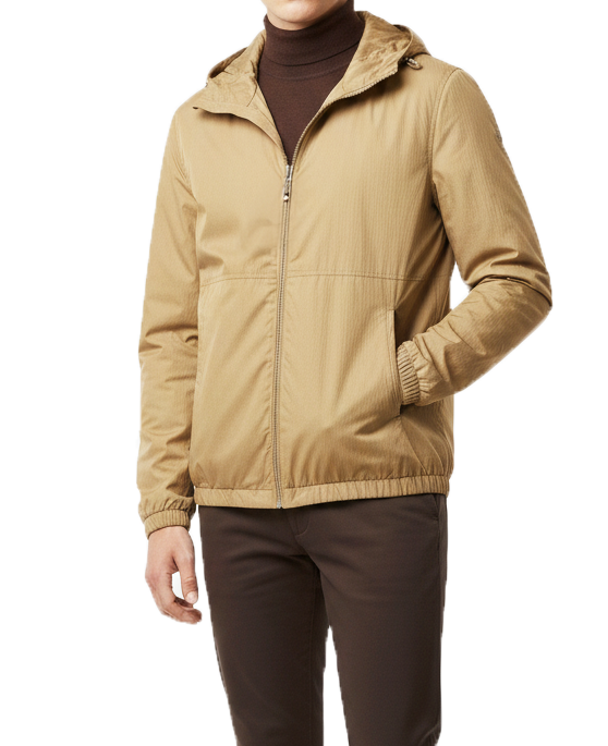 Mevsimlik astarsız kapüşonlu mont Camel T7982