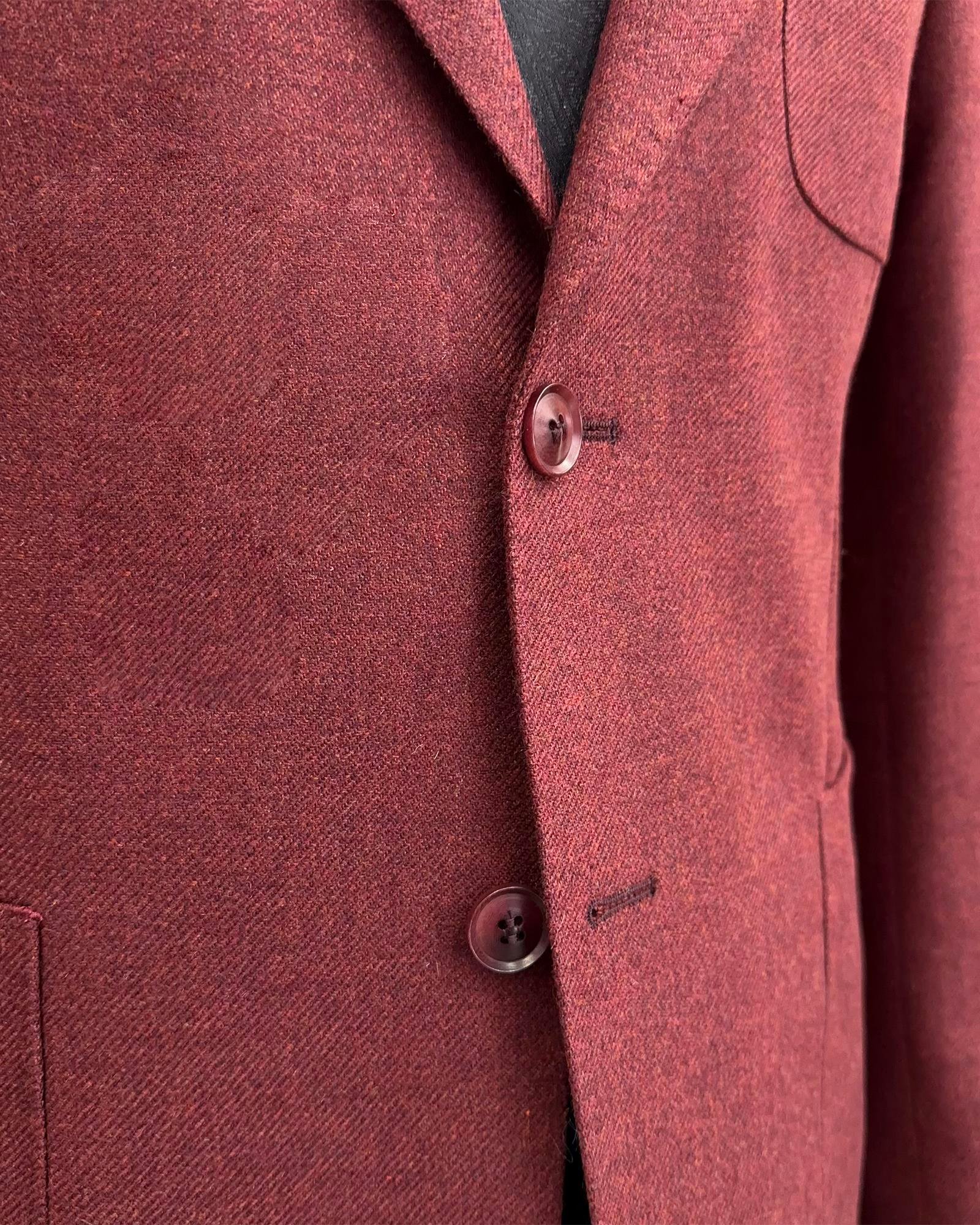 Premium %100 Merinos Yünü Slim Fit Erkek Tek Ceket Bordo T10917