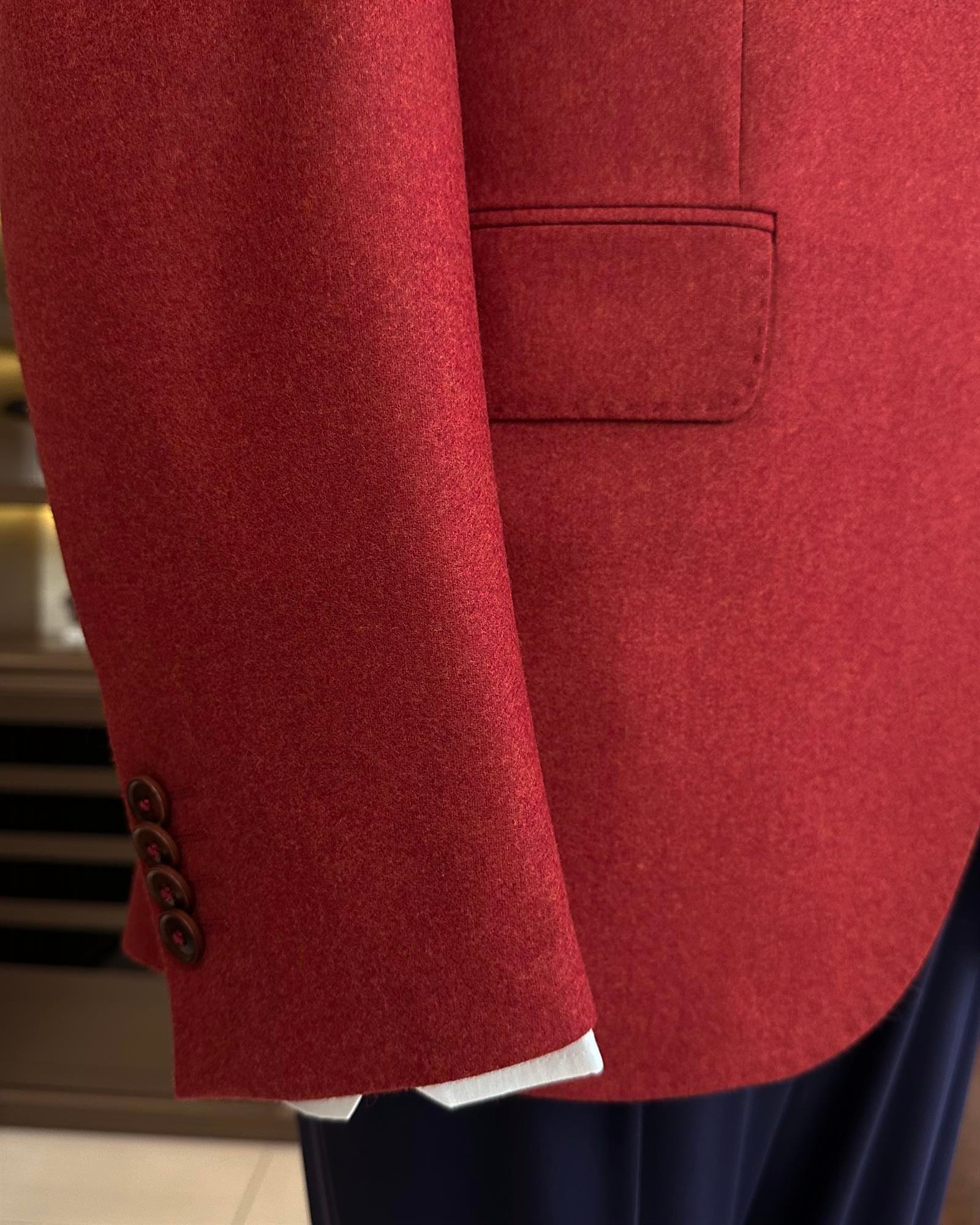 Premium %100 Merinos Yünü Slim Fit Erkek Tek Ceket Bordo  T10909