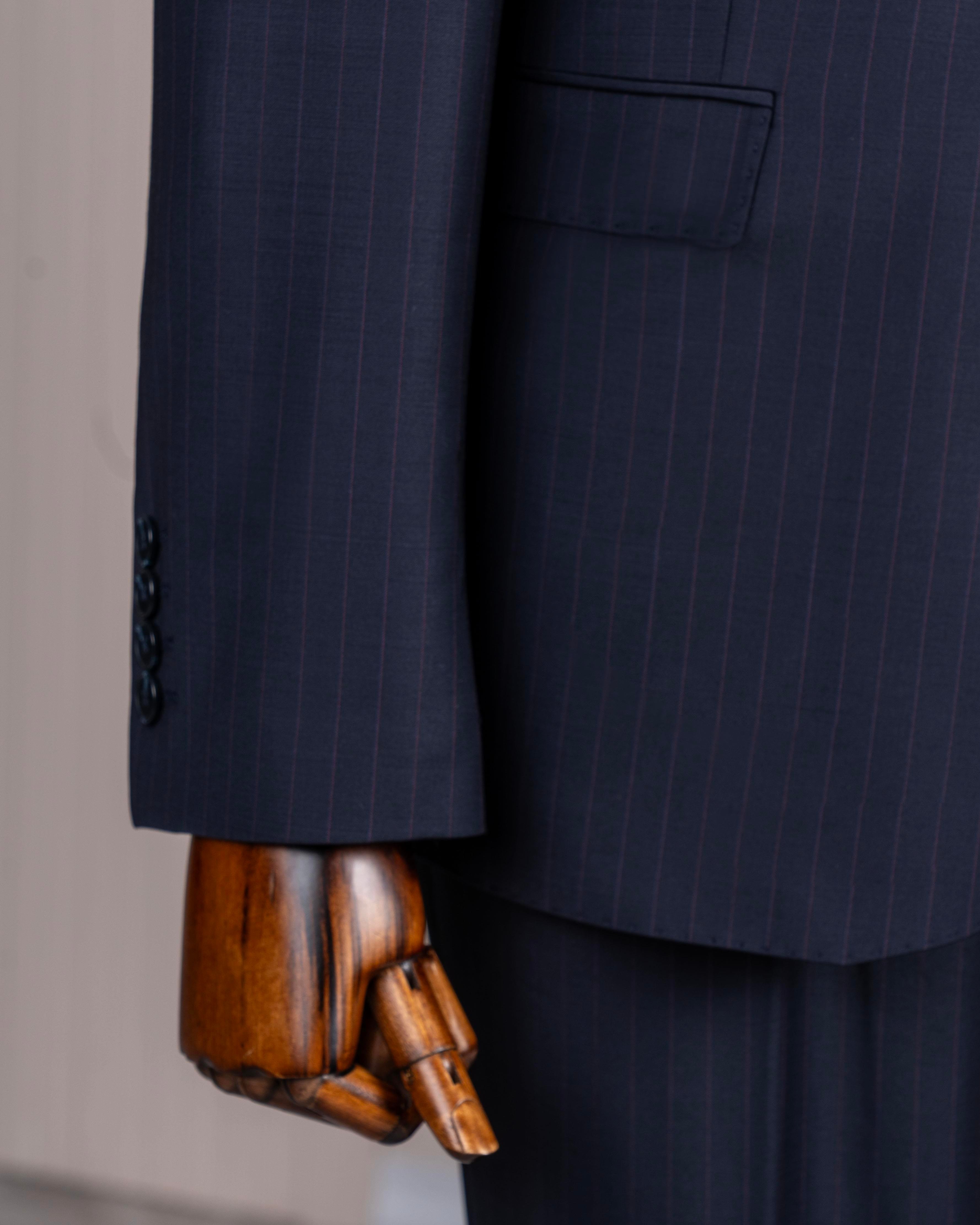 Regular fit 6 drop ceket pantolon takım elbise %88 yünlü lacivert T14227