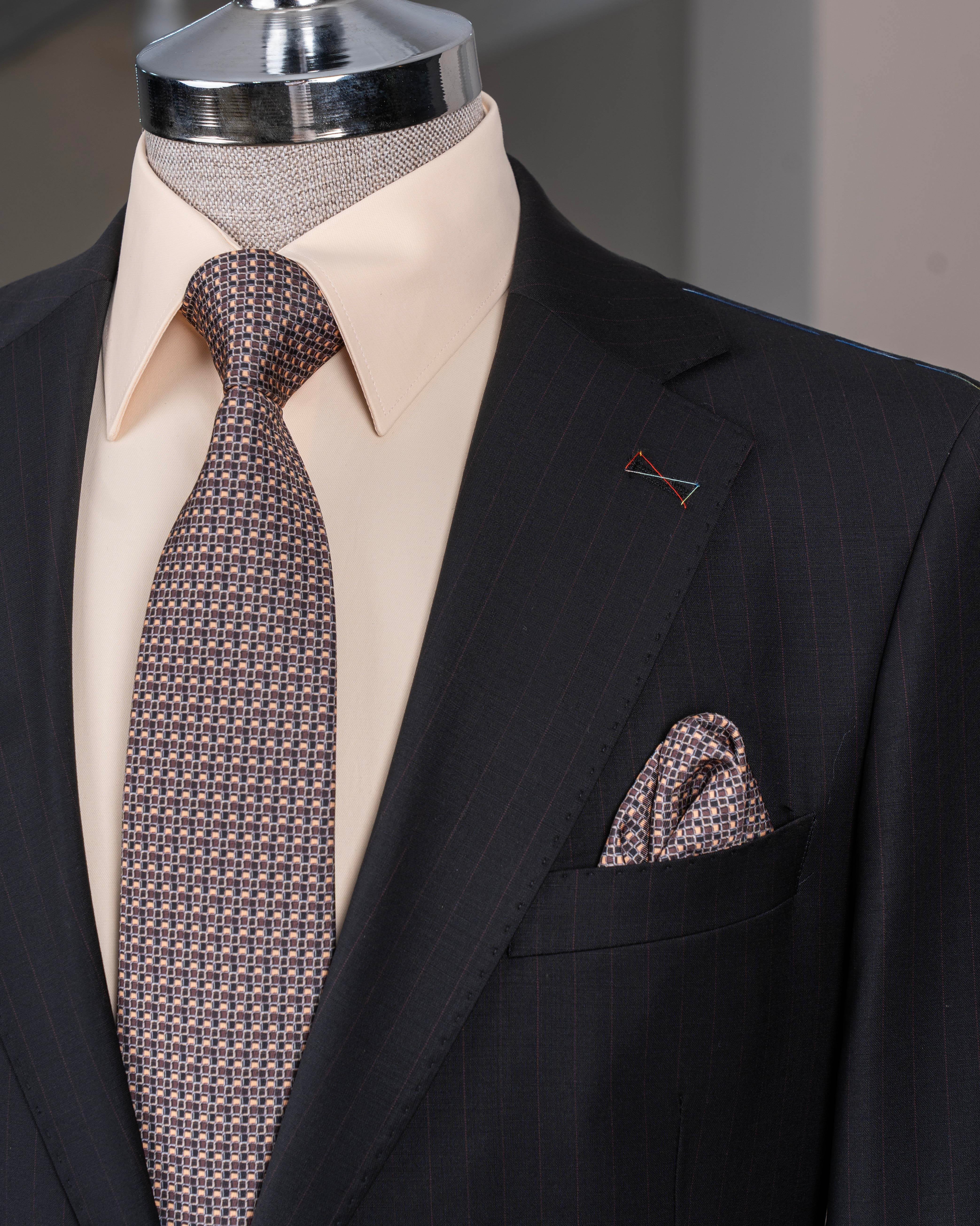 Regular fit 6 drop ceket pantolon takım elbise %88 yünlü siyah T14228