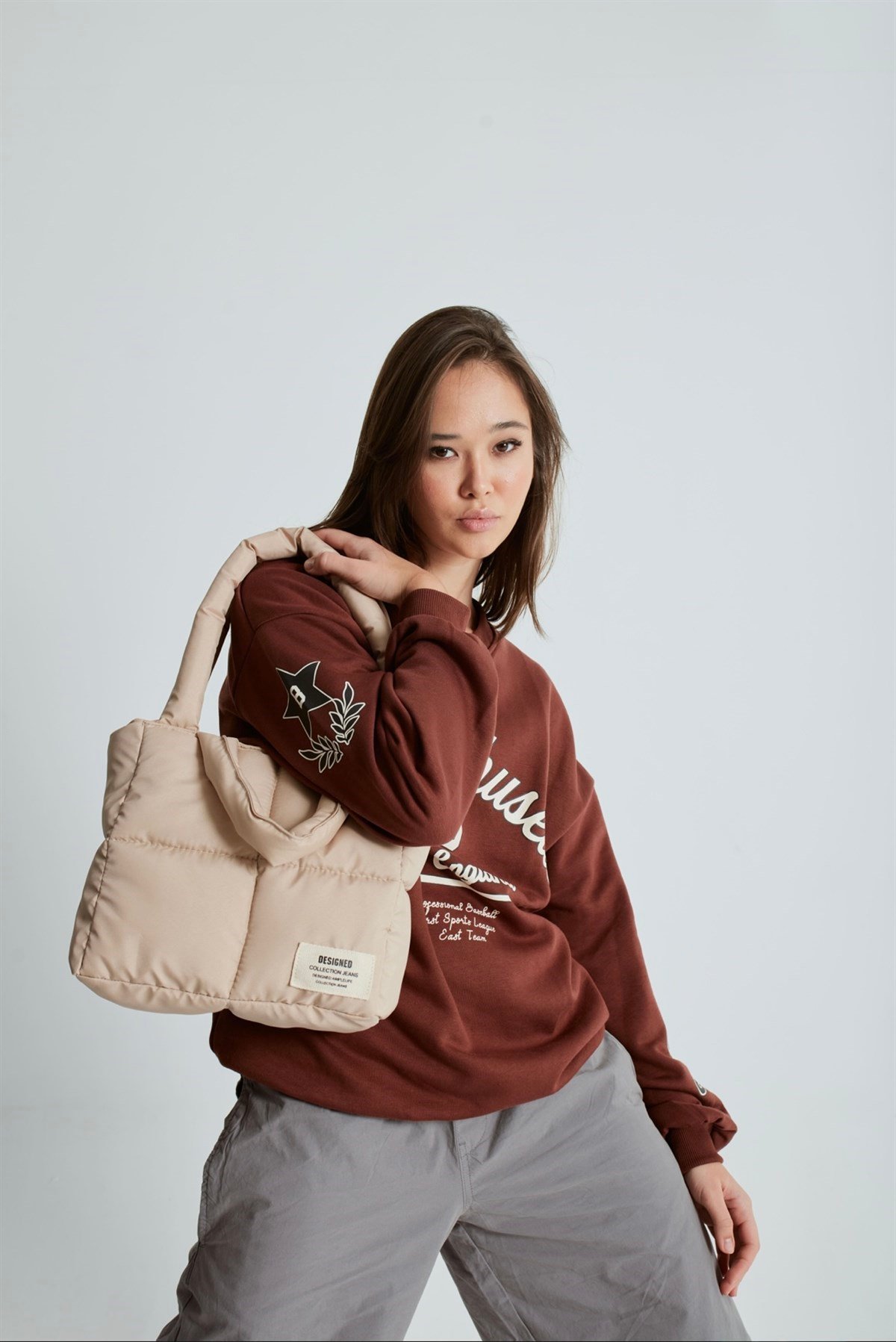 Çift Askılı Kapitone Kadın Çanta BEJ