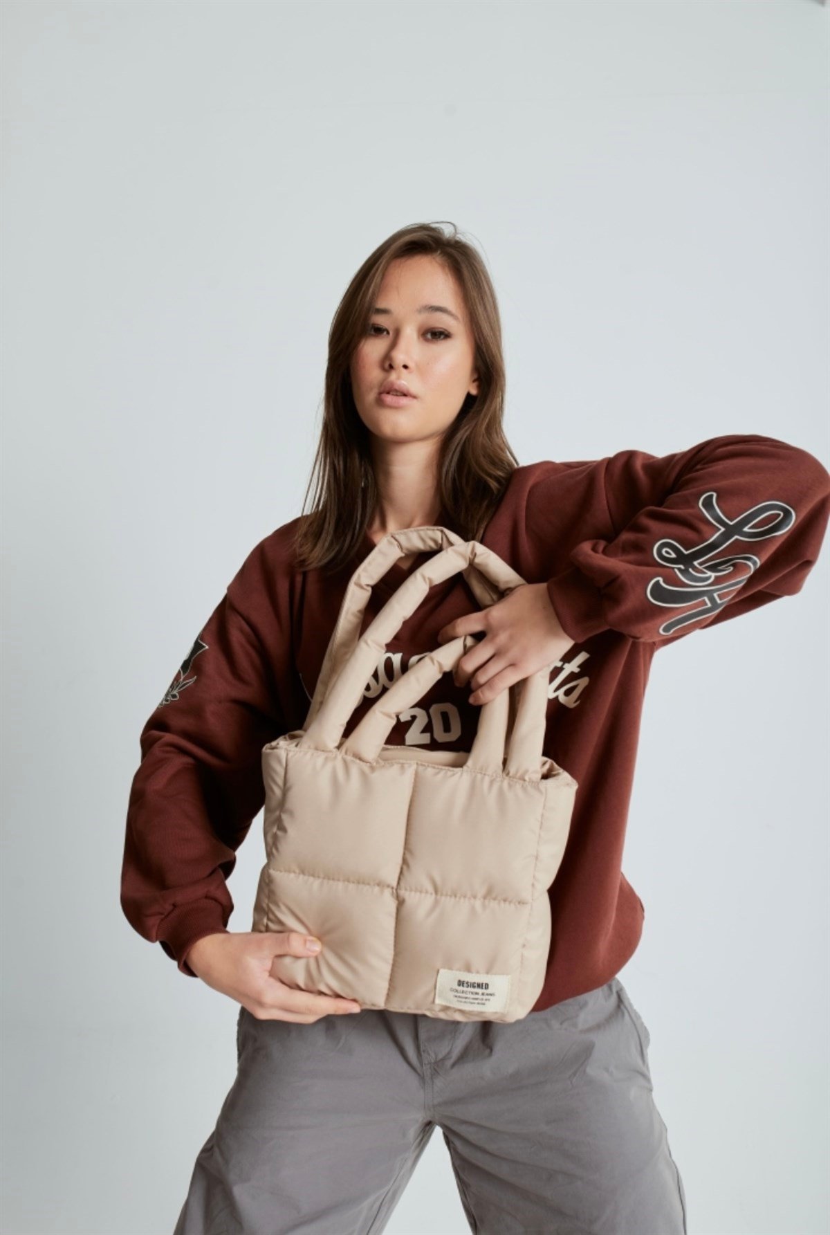 Çift Askılı Kapitone Kadın Çanta BEJ