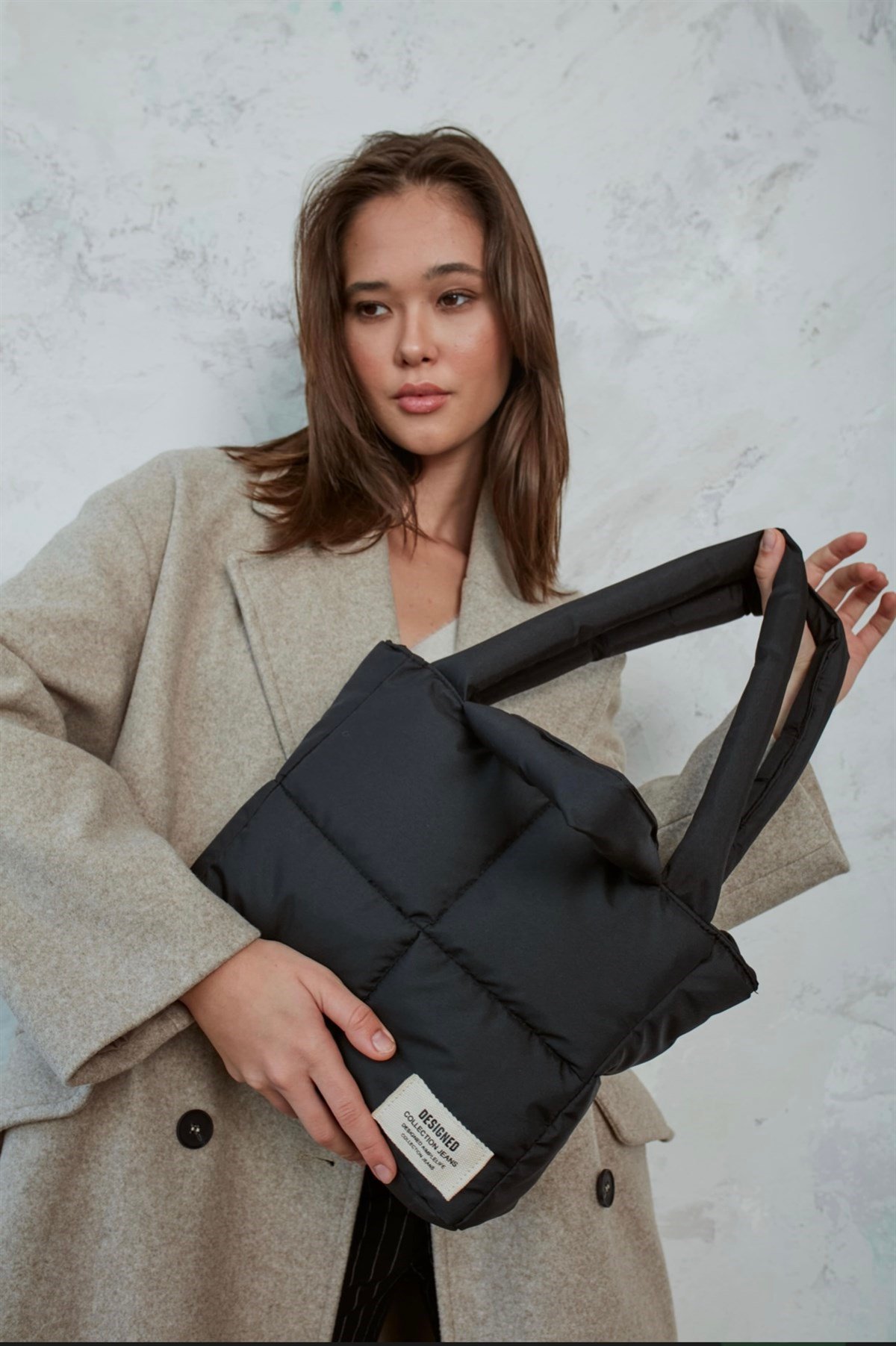 Çift Askılı Kapitone Kadın Çanta SİYAH